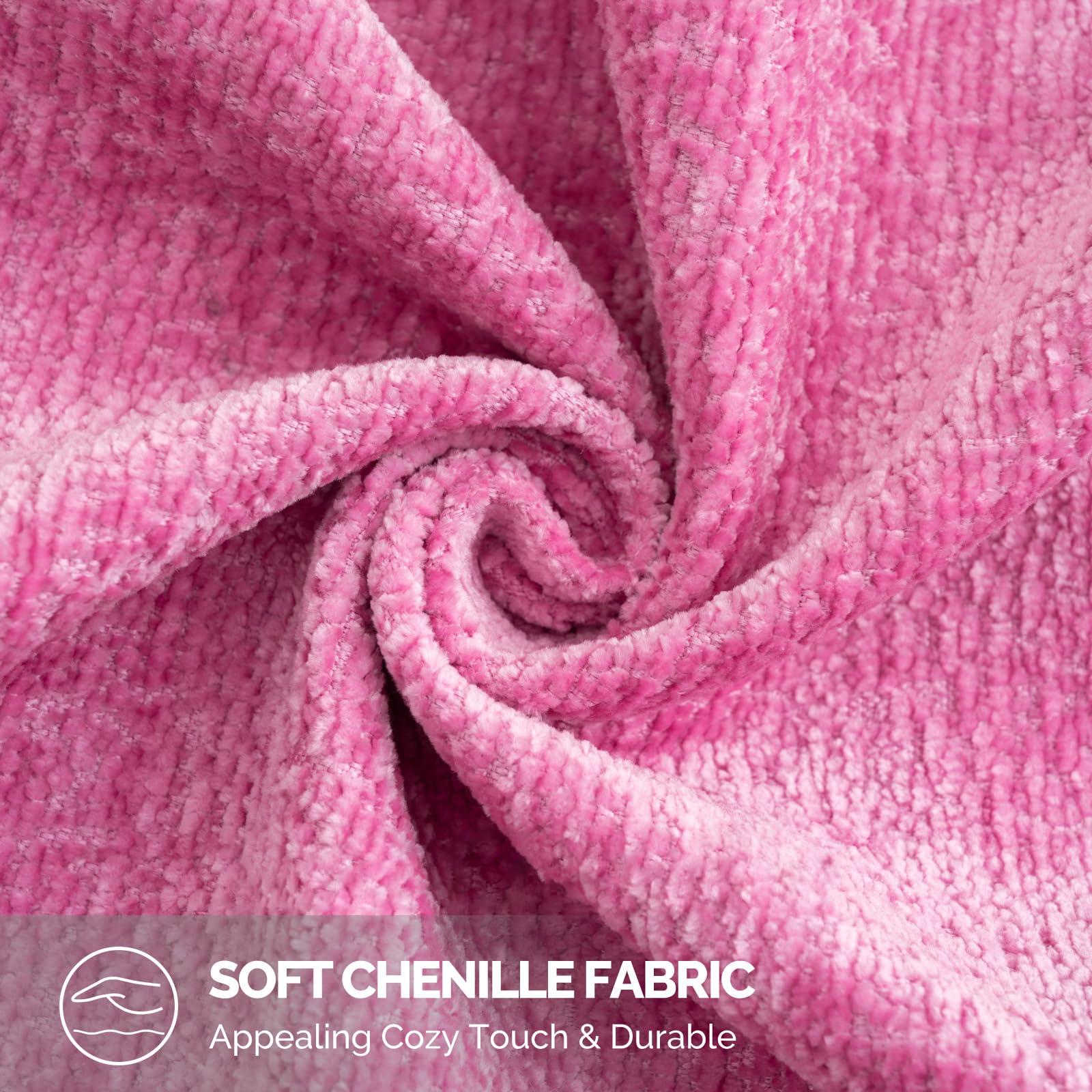 YSTELLAA Housse De Coussin Chenille, Lot De 2, 60 x 60 cm, Tabac | Housse Luxe Super Douce Pour Canapé, Fermeture Éclair Cachée, Décoration Maison, Salon Et Chambre