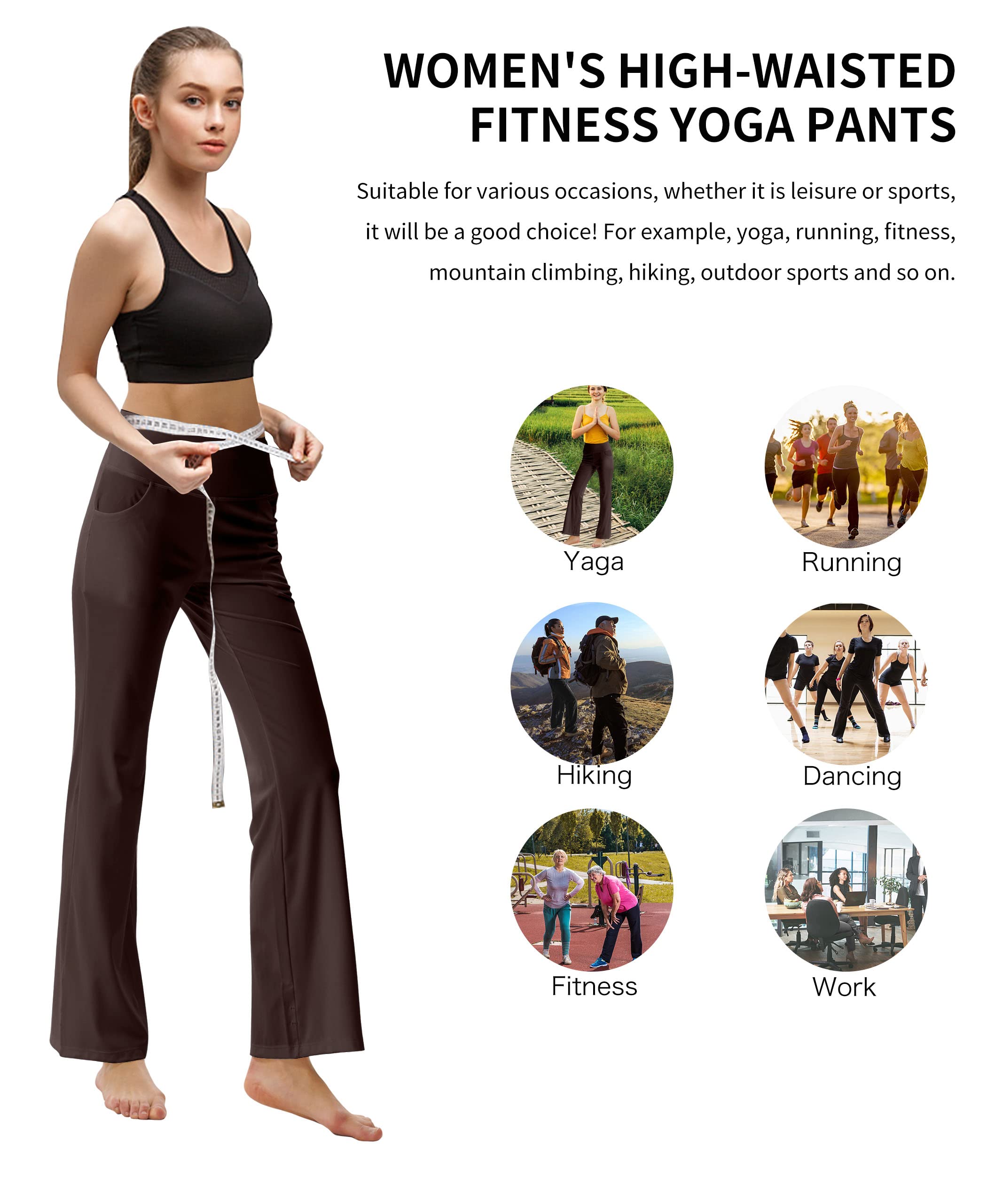 LaiEr Pantaloni da Yoga da Donna con Tasche a Vita Alta Svasata Bootleg Yoga Pantaloni da Allenamento con Tasche Laterali