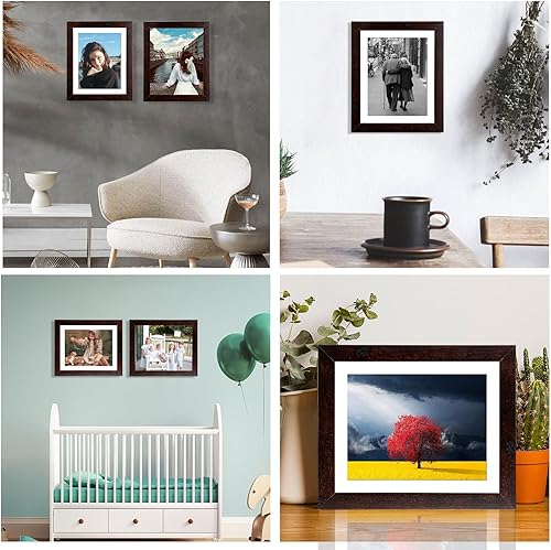 Vista 36 de Capcillin Juego de 2 portarretratos de 11 x 17 pulgadas, patrón de madera, color marrón rústico, para montaje en pared, plexiglás, ideal