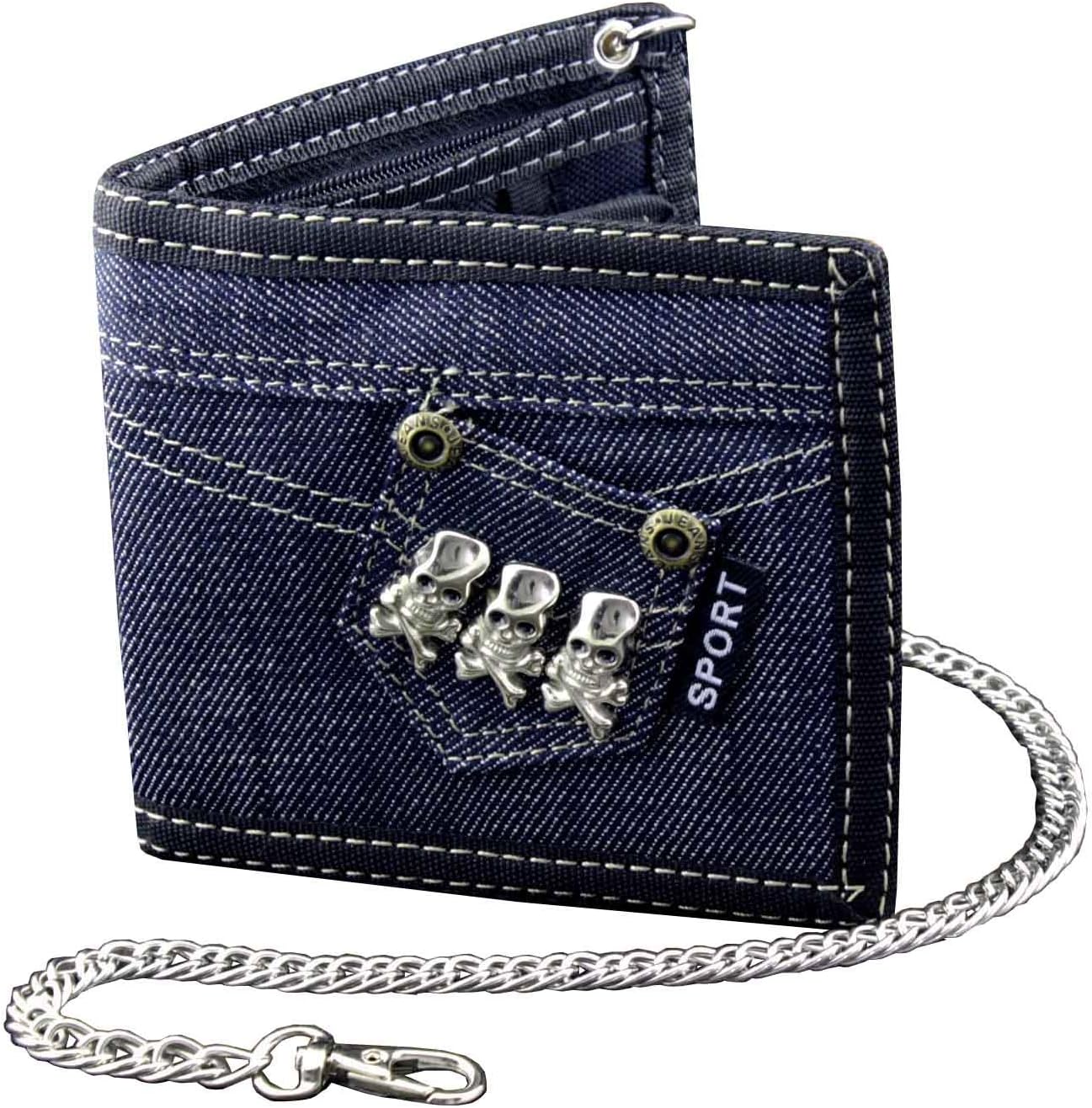crazy hunterBlue Jeans Style Men Student Wallet Card Holder Wallet With Safty Chain