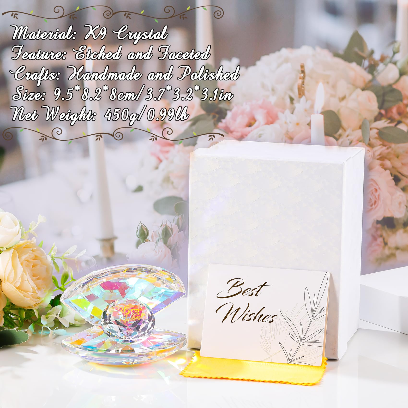 Conchiglia di cristallo corallo matrimonio 35° anniversario regali romantici per i genitori 35 anni anniversario regali idee per coppie matrimonio ricordo per moglie festa decorazione ornamento