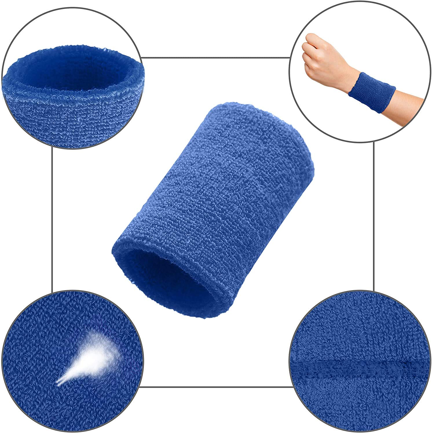 Wrist Sweatbands 12 Pieces Cotton Sweat Bands Colourful Breathable Sports Wristband for Women Men Kids Football Basketball Running Sports - Image 2