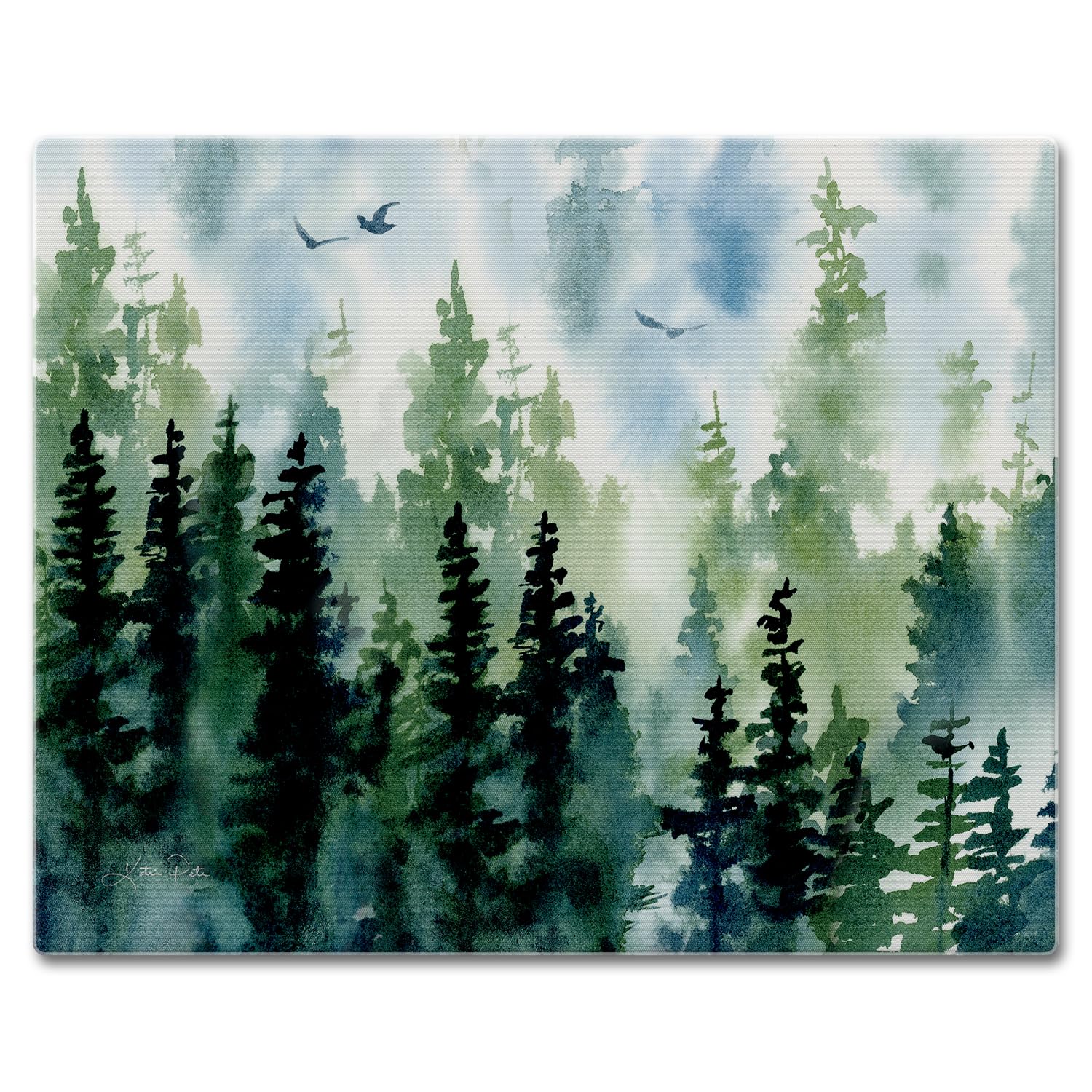 CounterArt Tree Line 3 mm hitzebeständiges Schneidebrett aus gehärtetem Glas, 38,1 x 30,5 cm, hergestellt in den USA, spülmaschinenfest, Servierbrett, Charcuterie-Brett