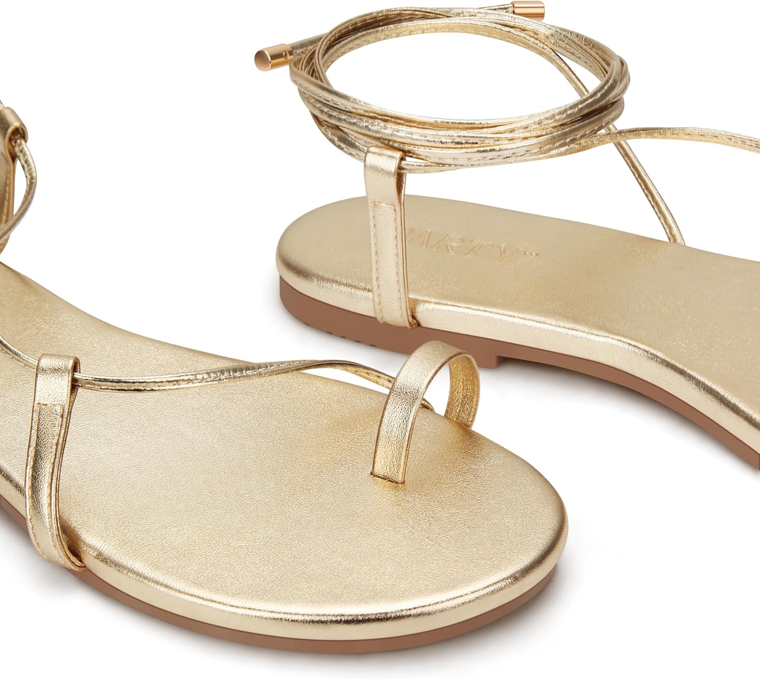 PARTY Women's Strappy Sandals Lace Up Flats Tie Up Shoes Wrap Flip Flop - Image 5