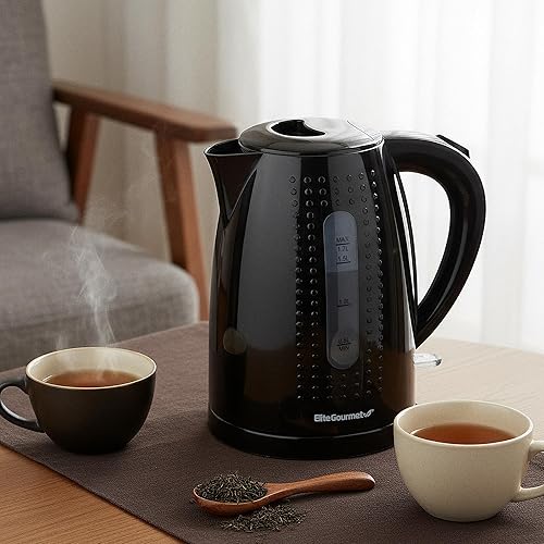 Miniatura 9 de Elite Gourmet EKT5051 - Hervidor de agua eléctrico de 1.7 L, sin BPA, hervidor rápido, apagado automático, protección para hervir, base giratoria de