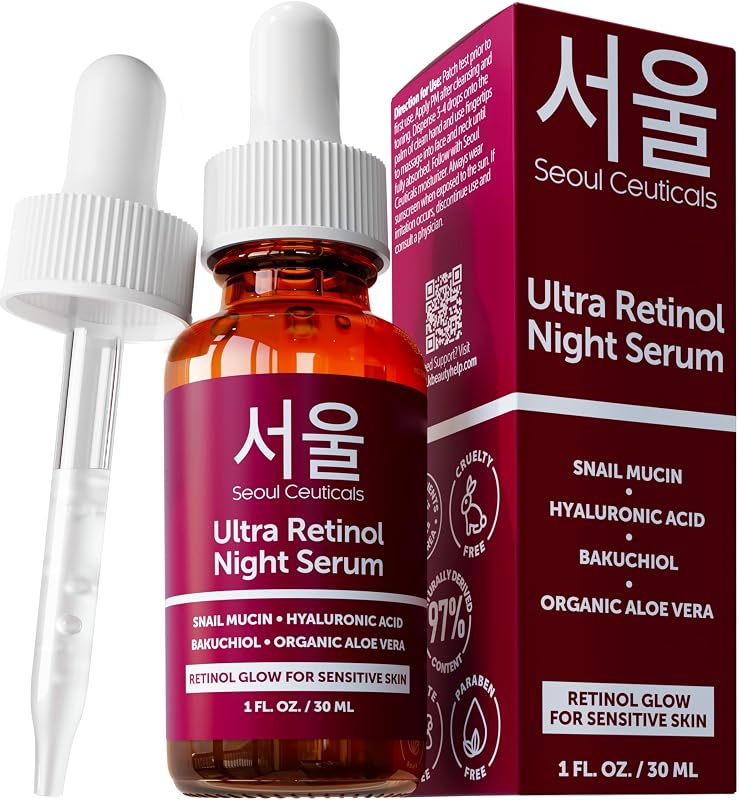 SeoulCeuticals Sérum noturno facial com retinol 1% e mucina de caracol