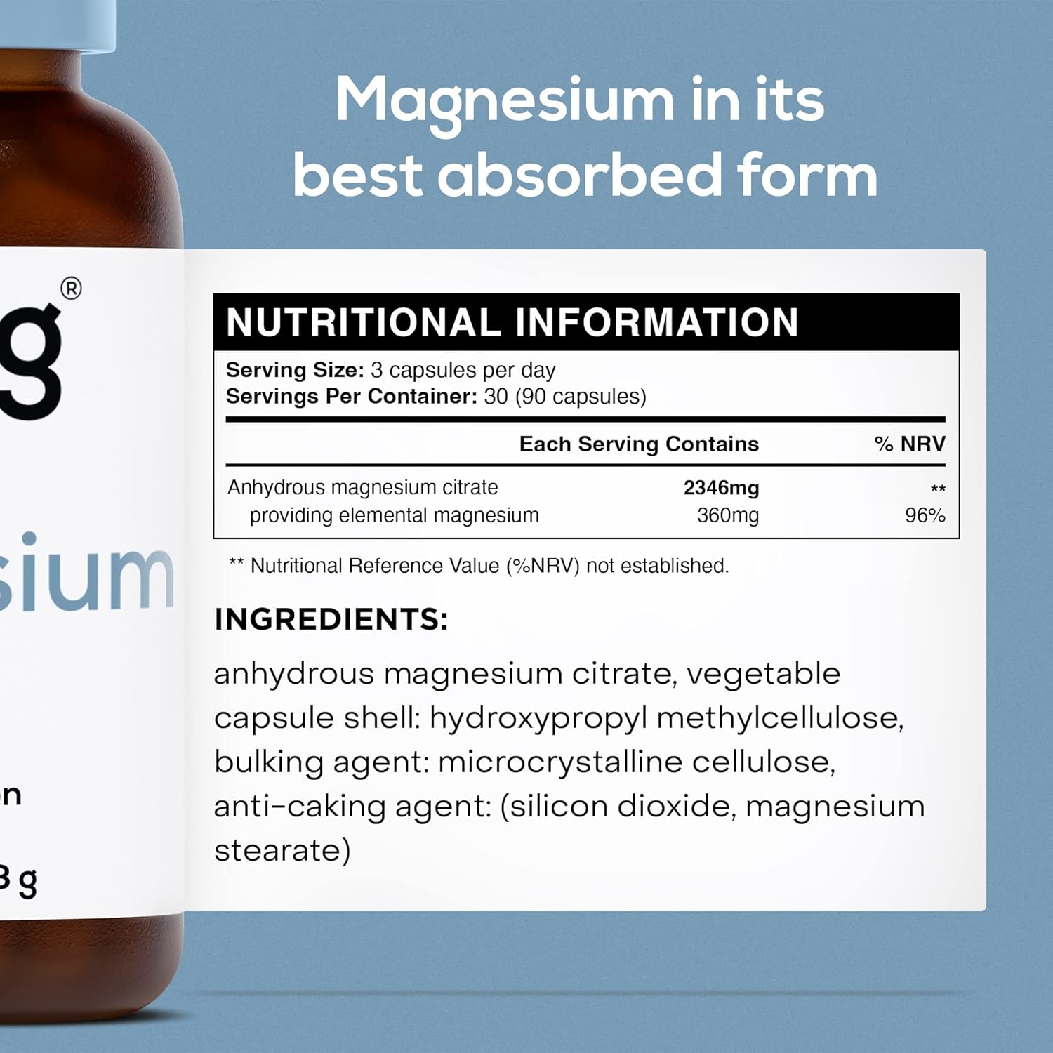Magnesium Citrate 2346mg for Women & Men Providing 360mg Elemental