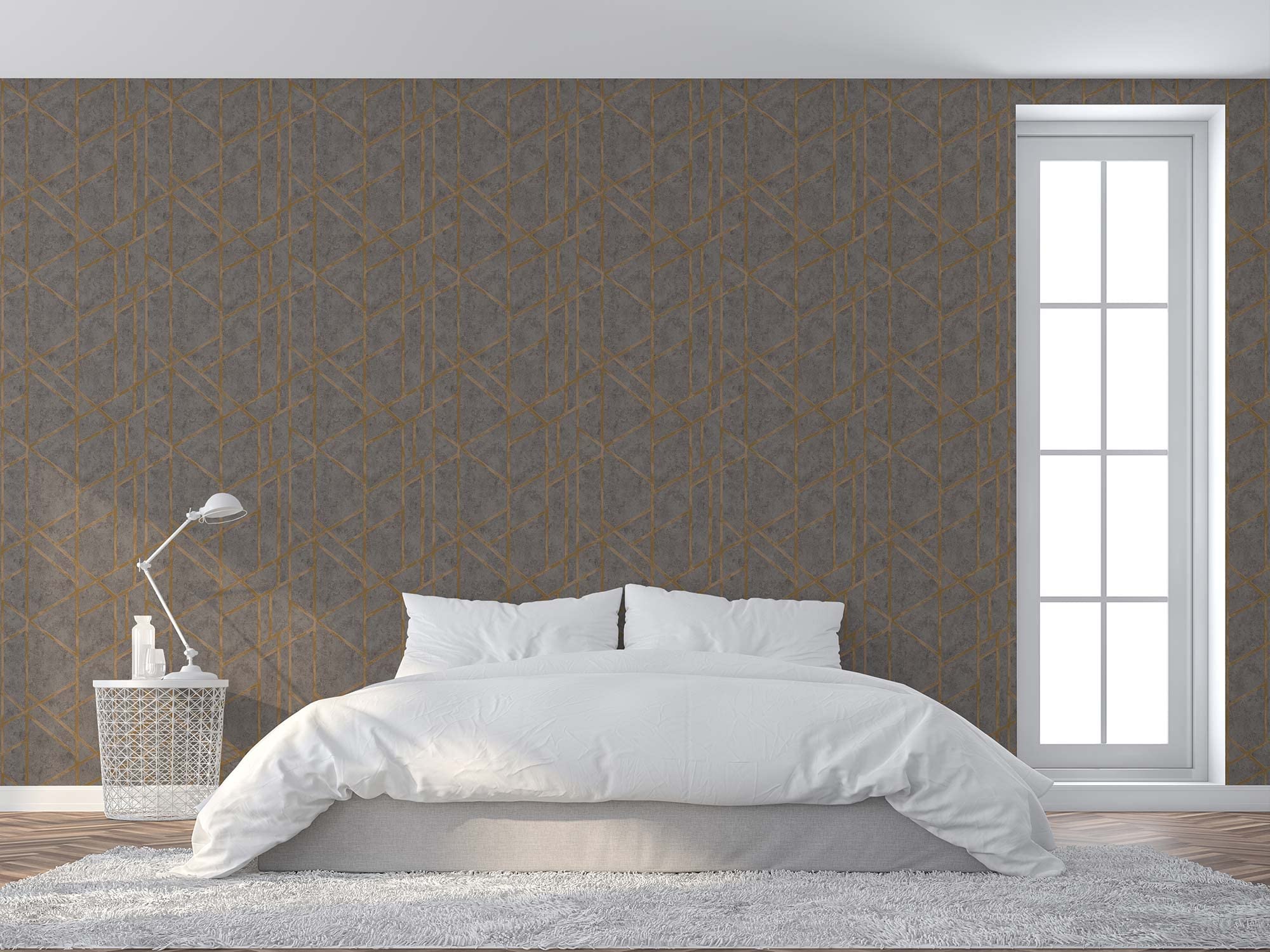 Roberto M1-No.286 - Papel pintado para pared, diseño geométrico, color gris y dorado