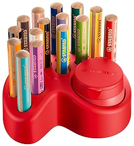 STABILO – Premium-Tischset – woody 3 in 1-15er Pack – 10x woody 3 in 1, 2x woody 3 in 1 Pastel, 3x woody 3 in 1 duo, 1x Dosenspitzer, 1x Tischset