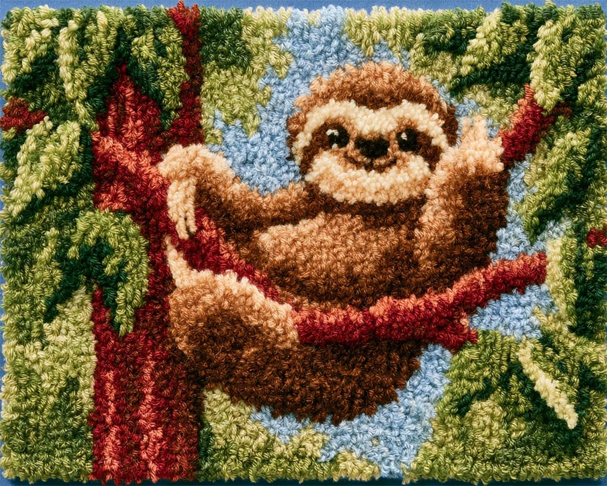 FWRTYCB Latch Hook Rug Kit Sloth in the Tree