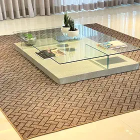 Tapete Clean Retangular Elegante 2,00 x 3,00 Carpete Marrom em Polipropileno Estampa Moderna Desenho Geométrico Tijolinhos Base Antiderrapante 2x3m Decoração Para Sala de Estar Quarto Recepção