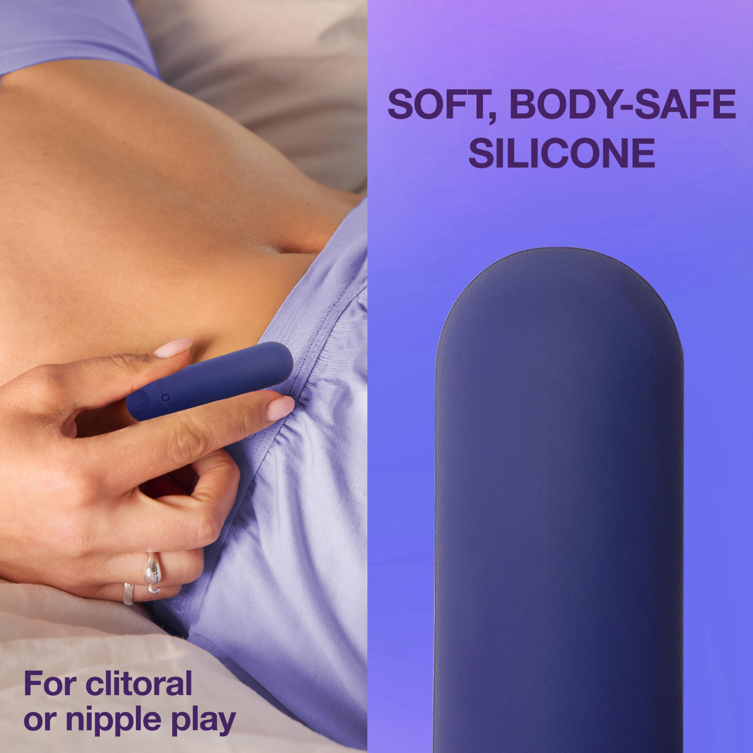 plusOne Bullet Vibrante Viola per Stimolazione Esterna, Giocattolo Sessuale Stimolante da 3 Pollici per Donne, Impermeabile, Silenzioso e Discreto con 10 Modalità di Vibrazione