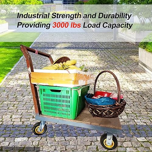 Miniatura 5 de Juego de 4 ruedas giratorias industriales de 8 pulgadas, ruedas de goma para banca de carrito, tiendas, ruedas de repuesto para exteriores con 2