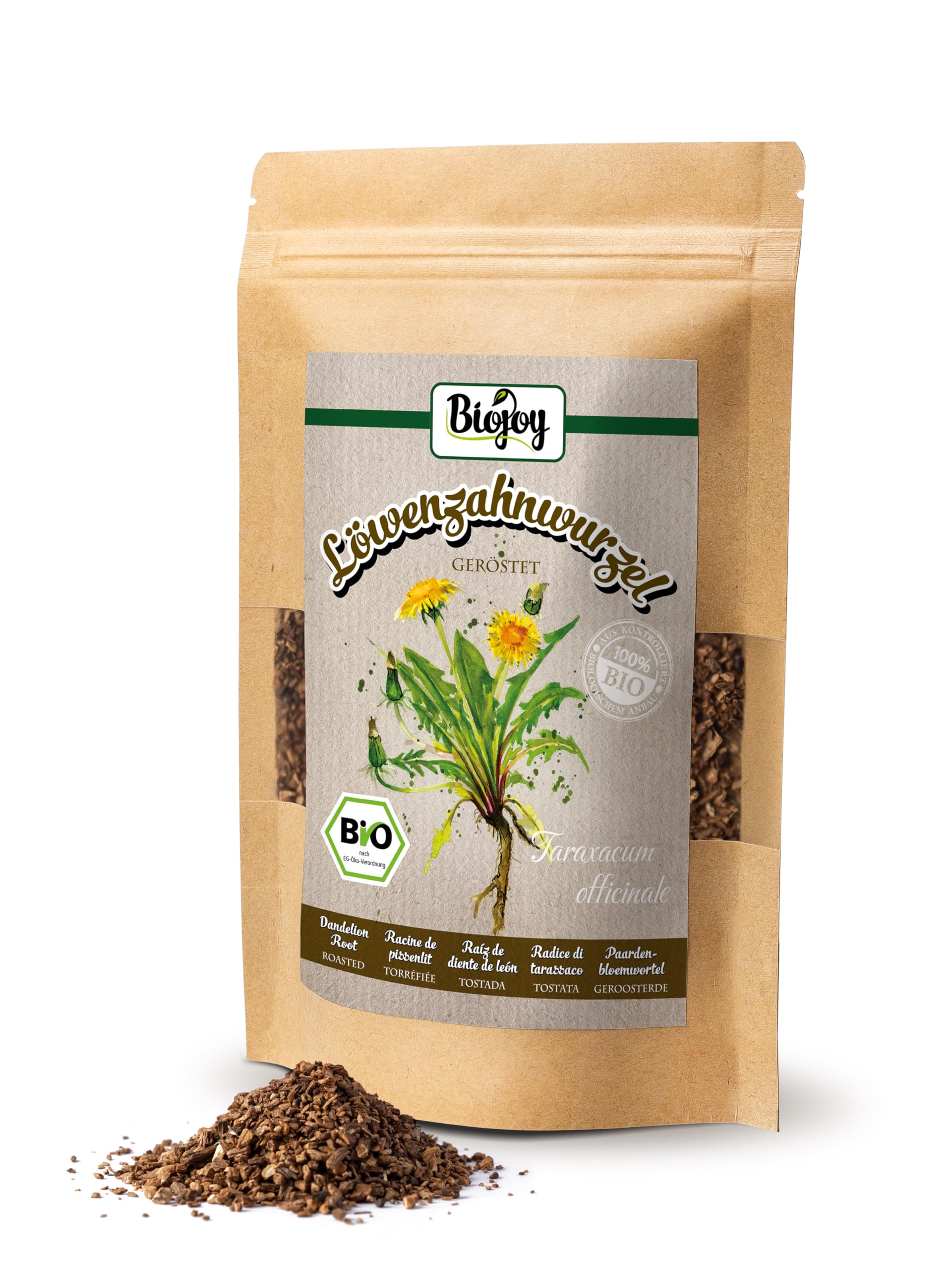 Biojoy Raíces de diente de león Ecológico (100 g), secadas y tostadas, ideales para Infusión (Taraxacum officinale)