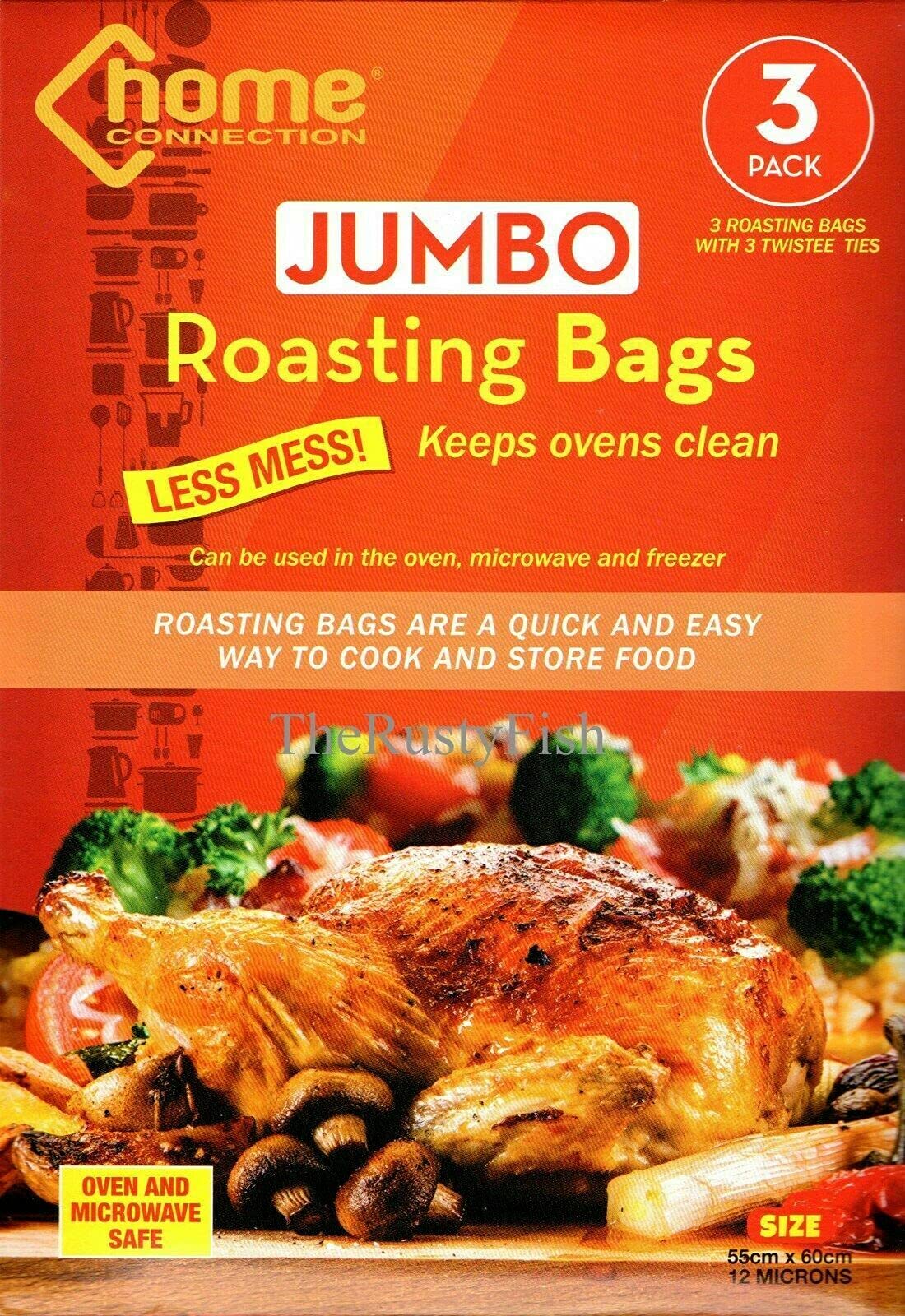 Large 550mm x 600mm Roasting Bags | Oven and Microwave Safe Cooking Turkey Meat Chicken Fish Vegetables (48 Bags)