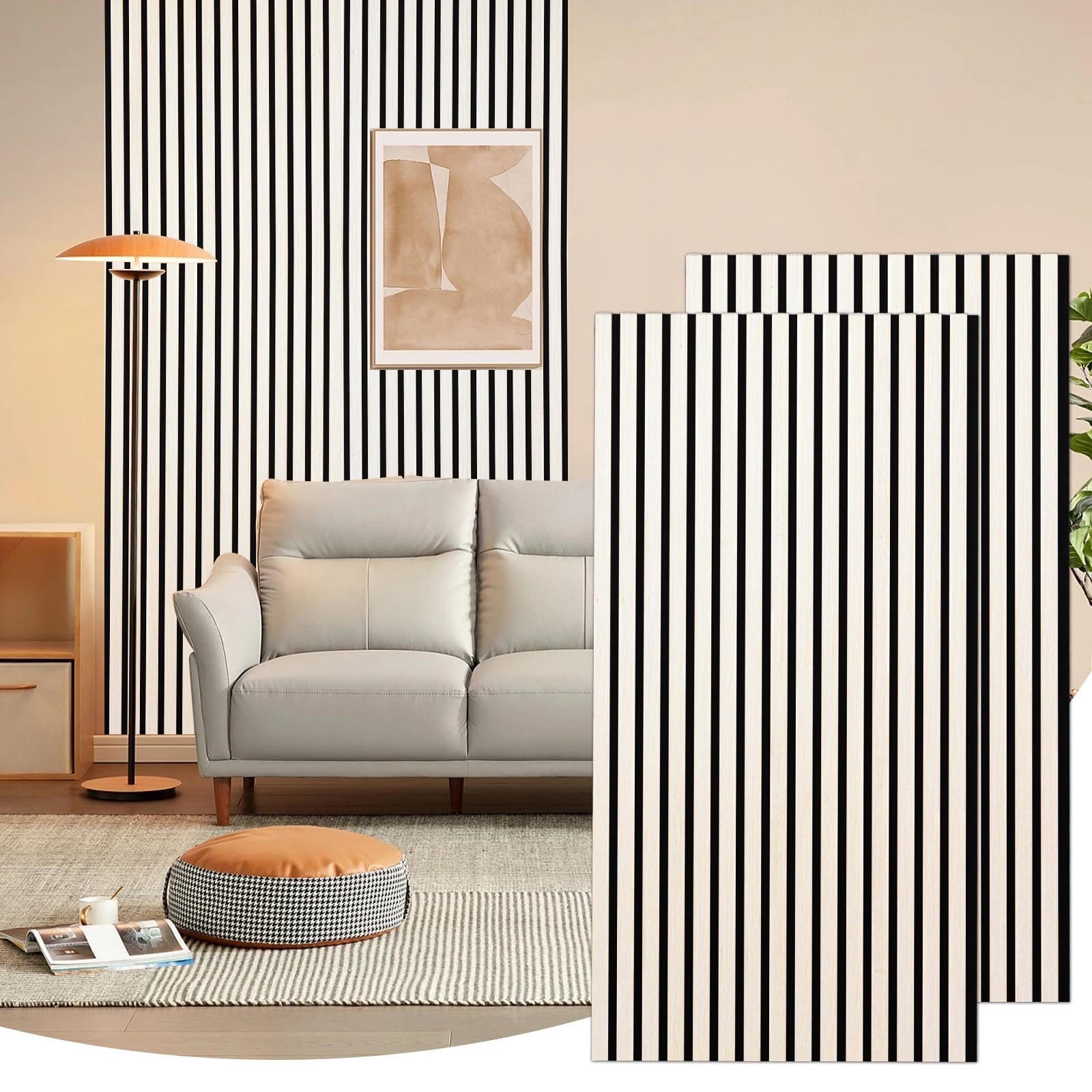 DGSL 2 Pack Wood Wall Panels, 47.2'' x 23.6'' Wood Slat Wall Panel for Interior Wall and Ceiling Decor 3D Fluted Wood panel, White Vine