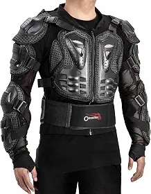 OHMOTOR Jaqueta protetora masculina para motocicleta, equipamento de proteção para motociclismo, protetor de coluna para quadriciclo (as1, alfa, l, regular, regular, preto)