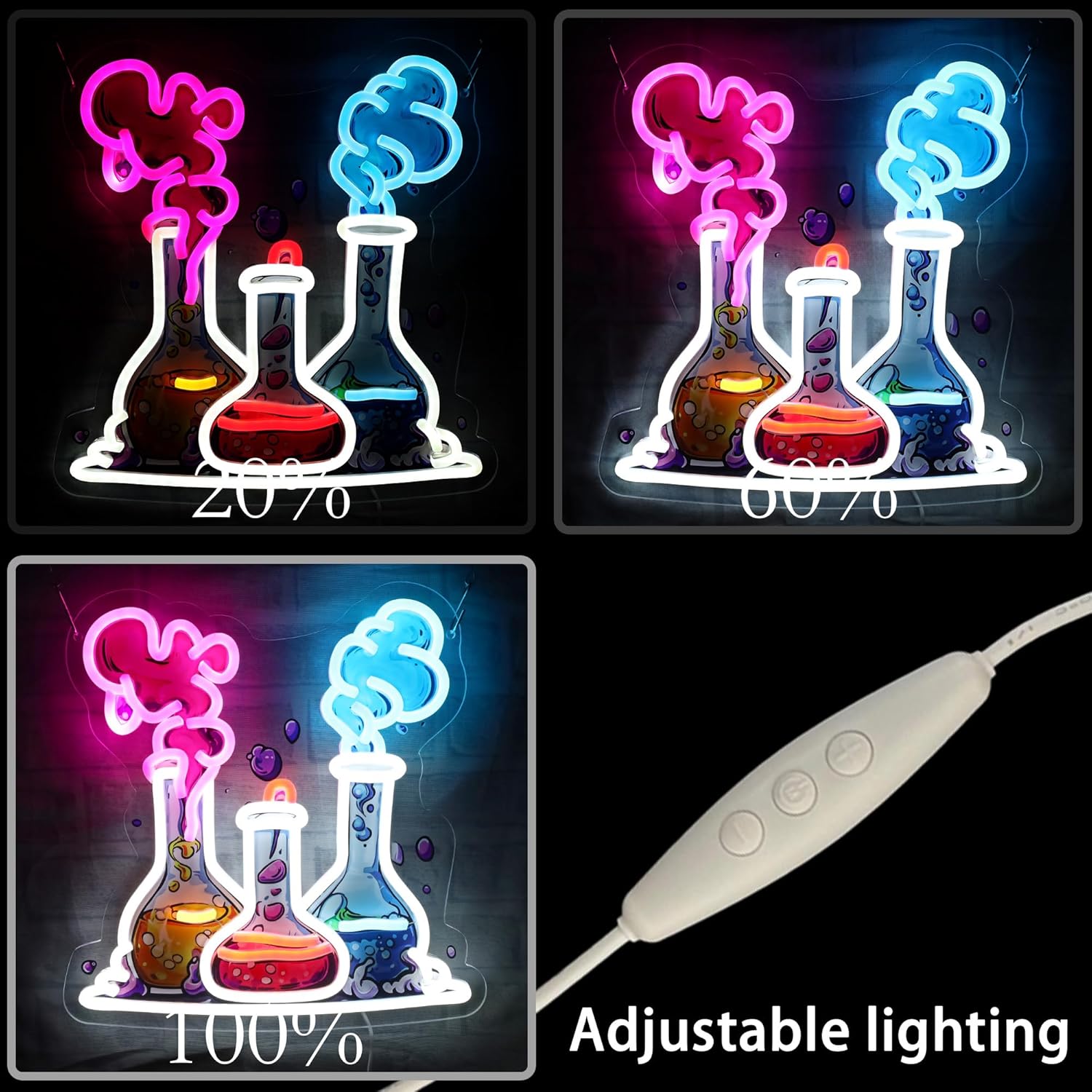 Science Neon Light, Chemical Flask LED Sign, USB Powered Energy-Saving Wall Decor, Easy to Install, Perfect for Classrooms, Labs, Home Rooms, Offices, Science-Themed Gifts