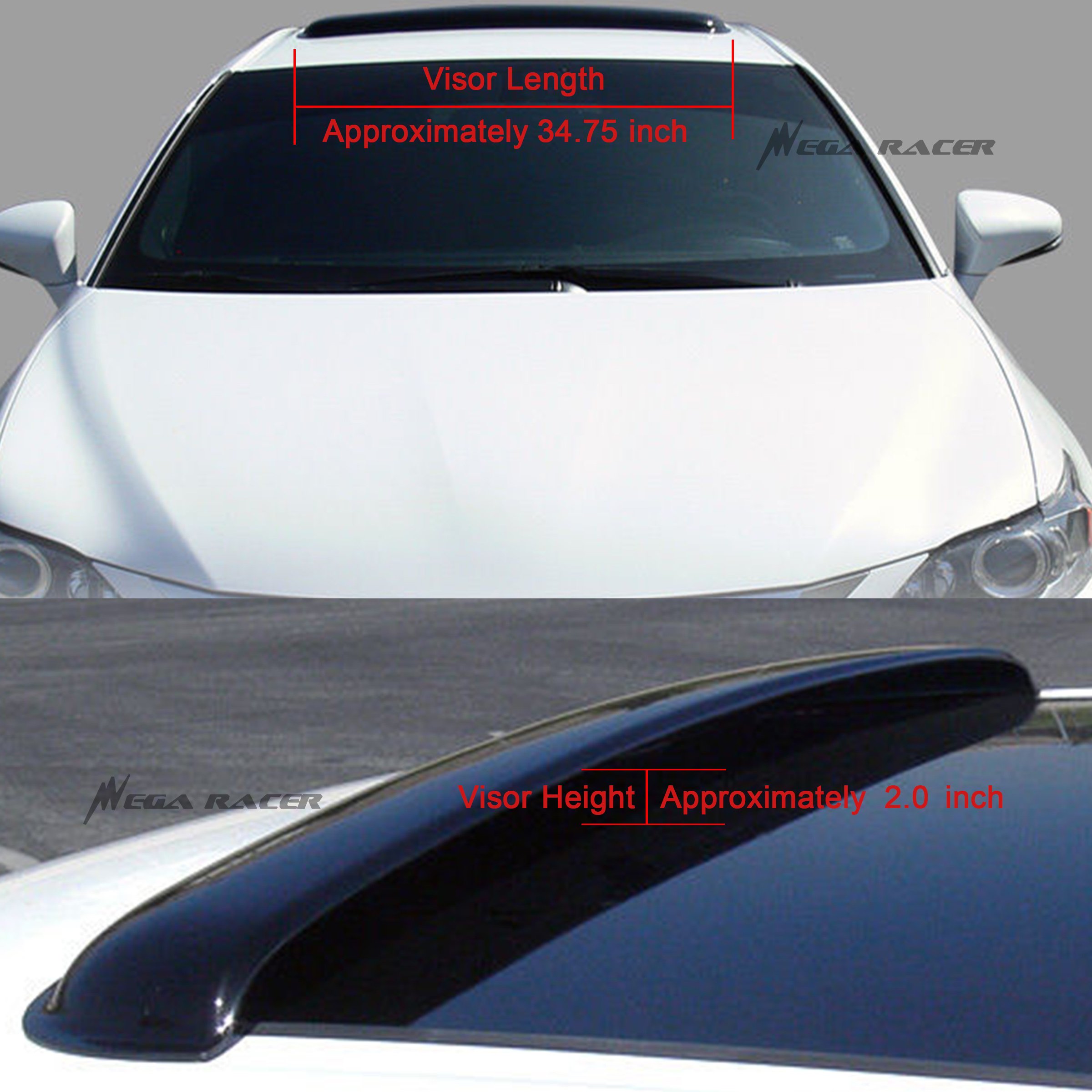 Mega Racer 880MM 35" in JDM Style Black Universal Fit Sunroof Wind