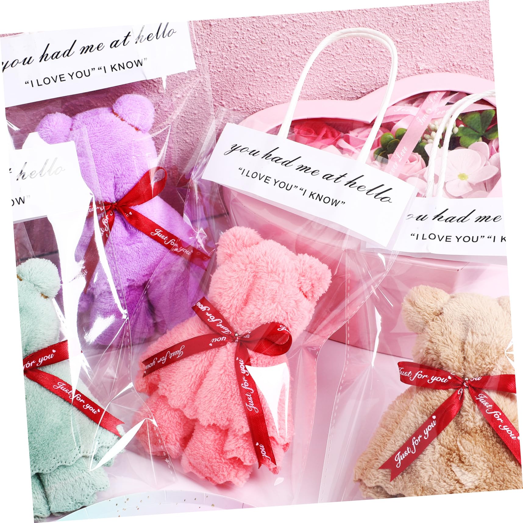 Serviette Visage D’ours Douce et Portable 12 Pièces en Polaire Corail