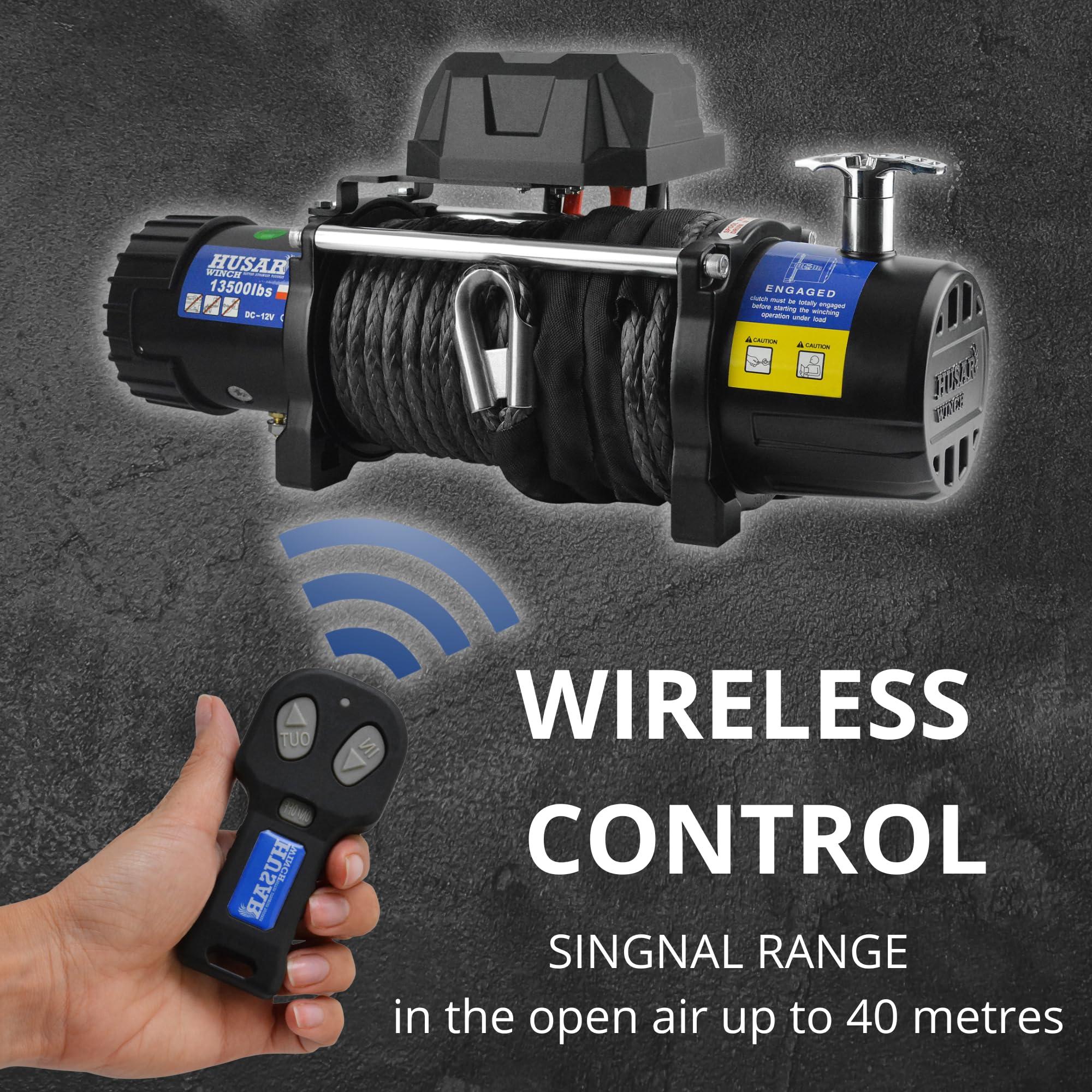 Wyciągarka Elektryczna 12 V, 6124 kg, mocna lina syntetyczna o długości 26 m, bezprzewodowe sterowanie, hamulec cierny, przekładnia planetarna – idealna do ATV/UTV, lawet, 4x4