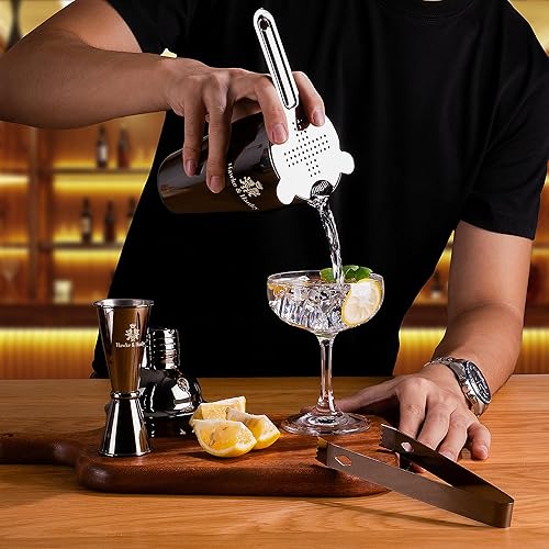Miniatura 6 de Hawke & Hanley Mixology Bartender Kit juego de coctelera con una coctelera de Martini, herramientas de bar y soporte de bambú negro  Kit de