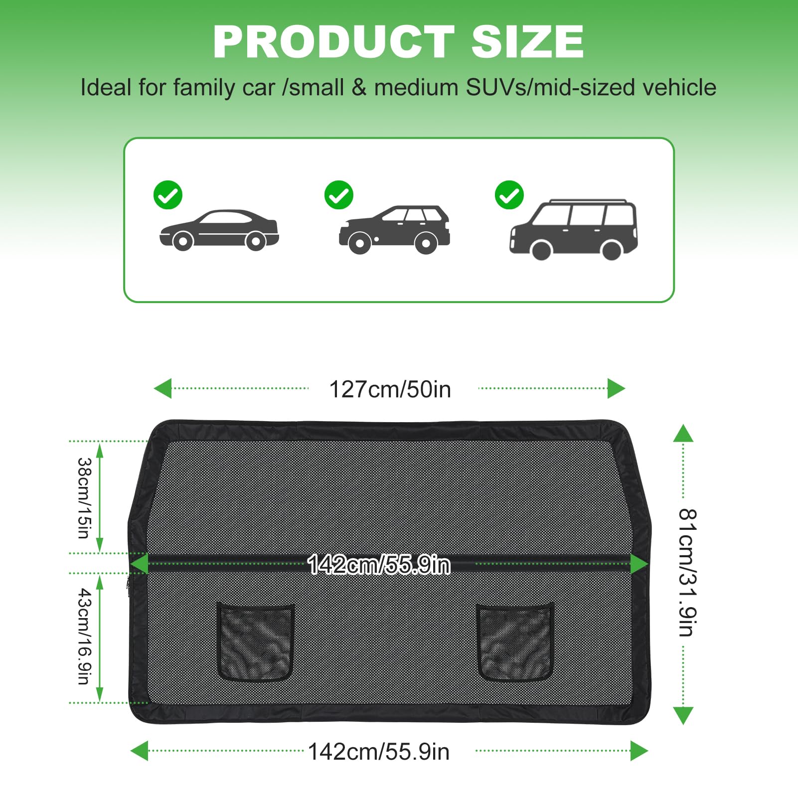 LIROPAU Rejilla para perros para coche, para asiento trasero y maletero | Red de seguridad universal para perros, rejilla separadora para vehículos SUV y camiones