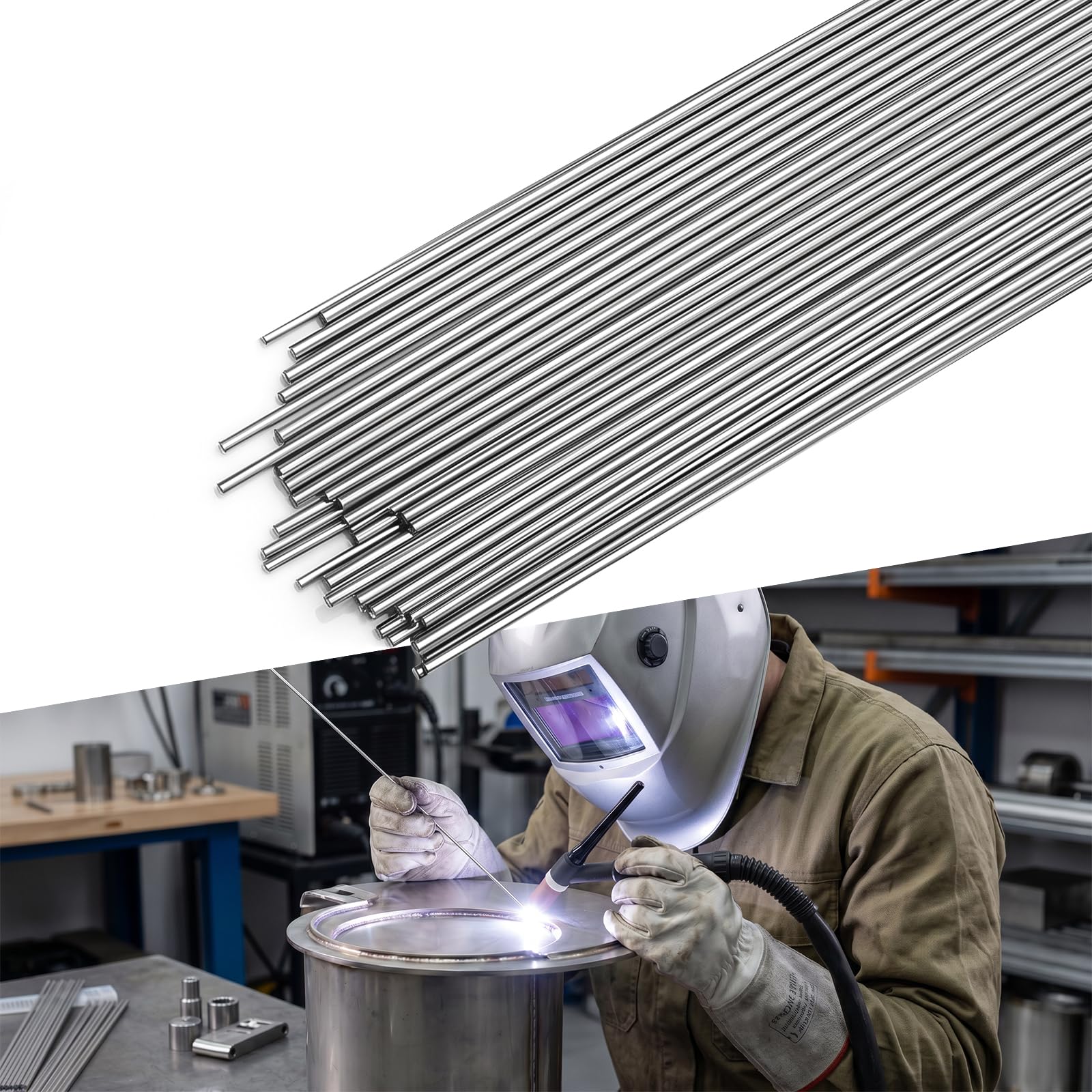 UNIFAMILY 20pcs Stainless Steel TIG Welding Rod ER308L, 1/16"x16" Stainless Steel Welding Rod, Tig Filler Rod Low Splatter Corrosion Resistance, TIG Welding Accessories, Welding Rods