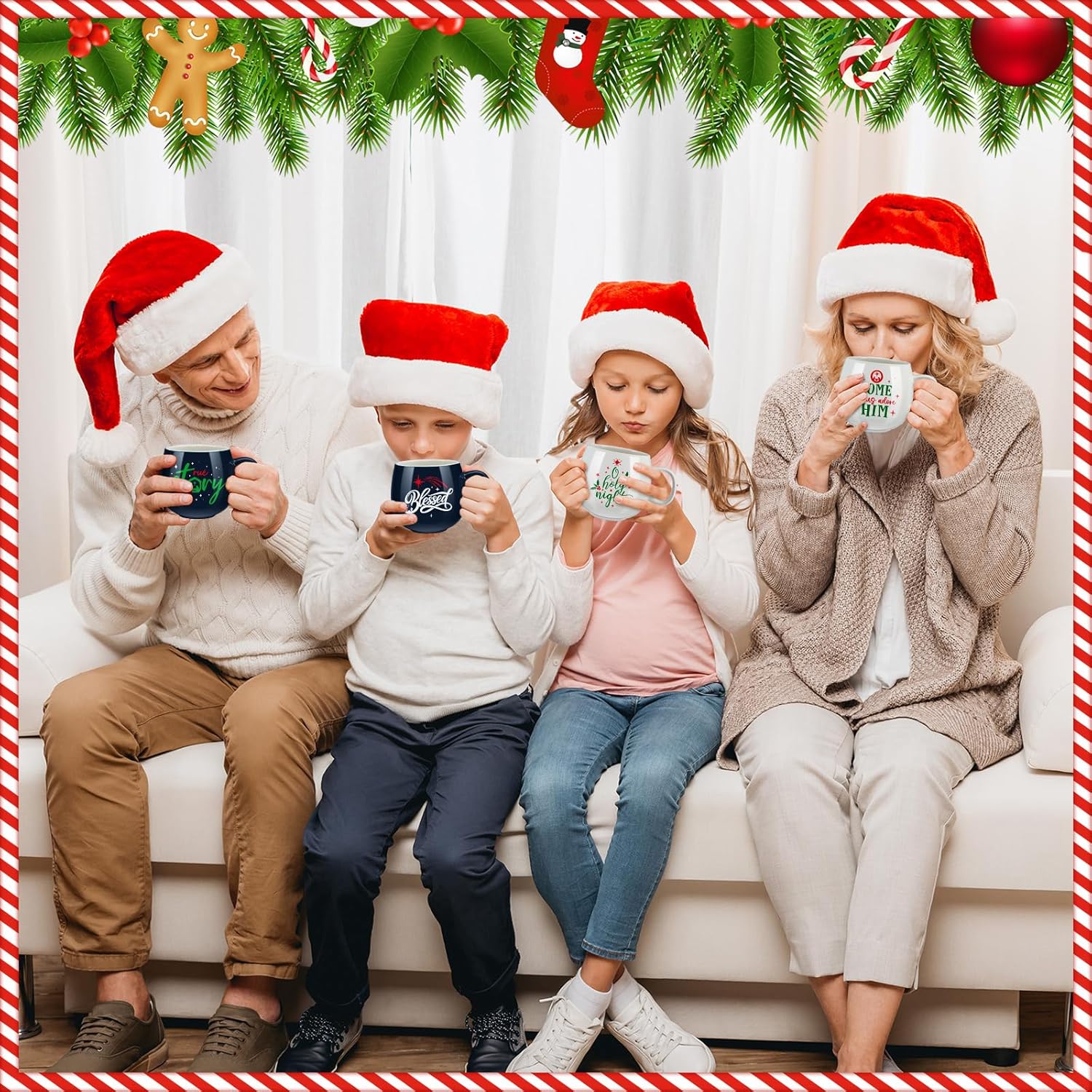 6 Pcs Religious Nativity Scene Mugs Set - Ceramic Christian Jesus Birth Tea Cups with Handle, 11 Oz, Hot Chocolate Xmas Gift