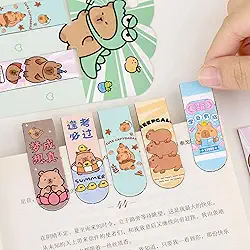 Kit 12 Marcadores de Página Magnéticos CAPIVARA Frente e verso estampas diferentes. Páginas de livros, cadernos e planner Holográfico