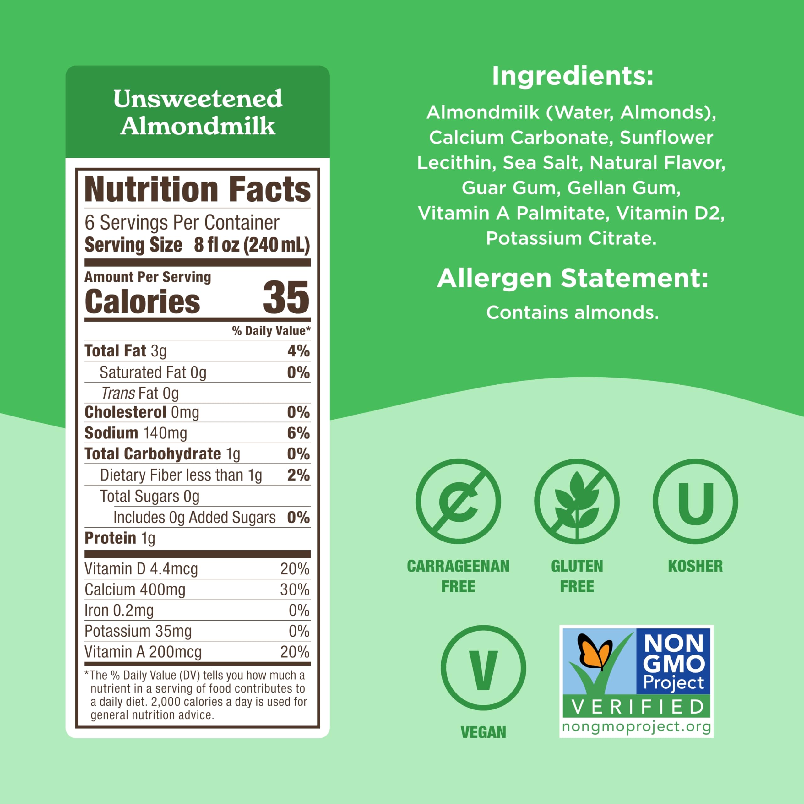 Califia Farms - Unsweetened Almond Milk 48 Oz Dairy Free Vegan Plant Based Keto Vegan Gluten Free Non — view 2