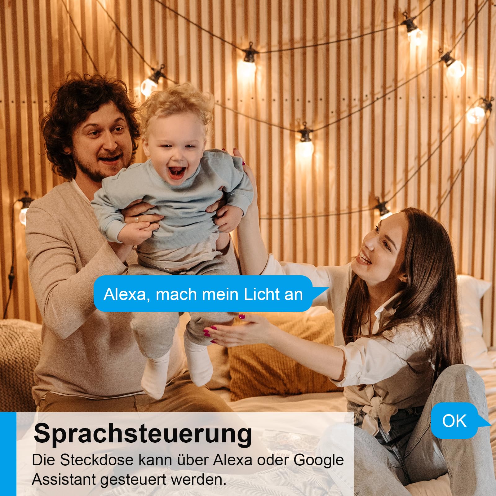 ANTELA WLAN Smart Steckdose mit Strommessung 16A | kompatibel mit Alexa/Google Home, Stromverbrauch Messen, Sprachsteuerung, APP Fernsteuerung, 2,4GHz, 4PCs