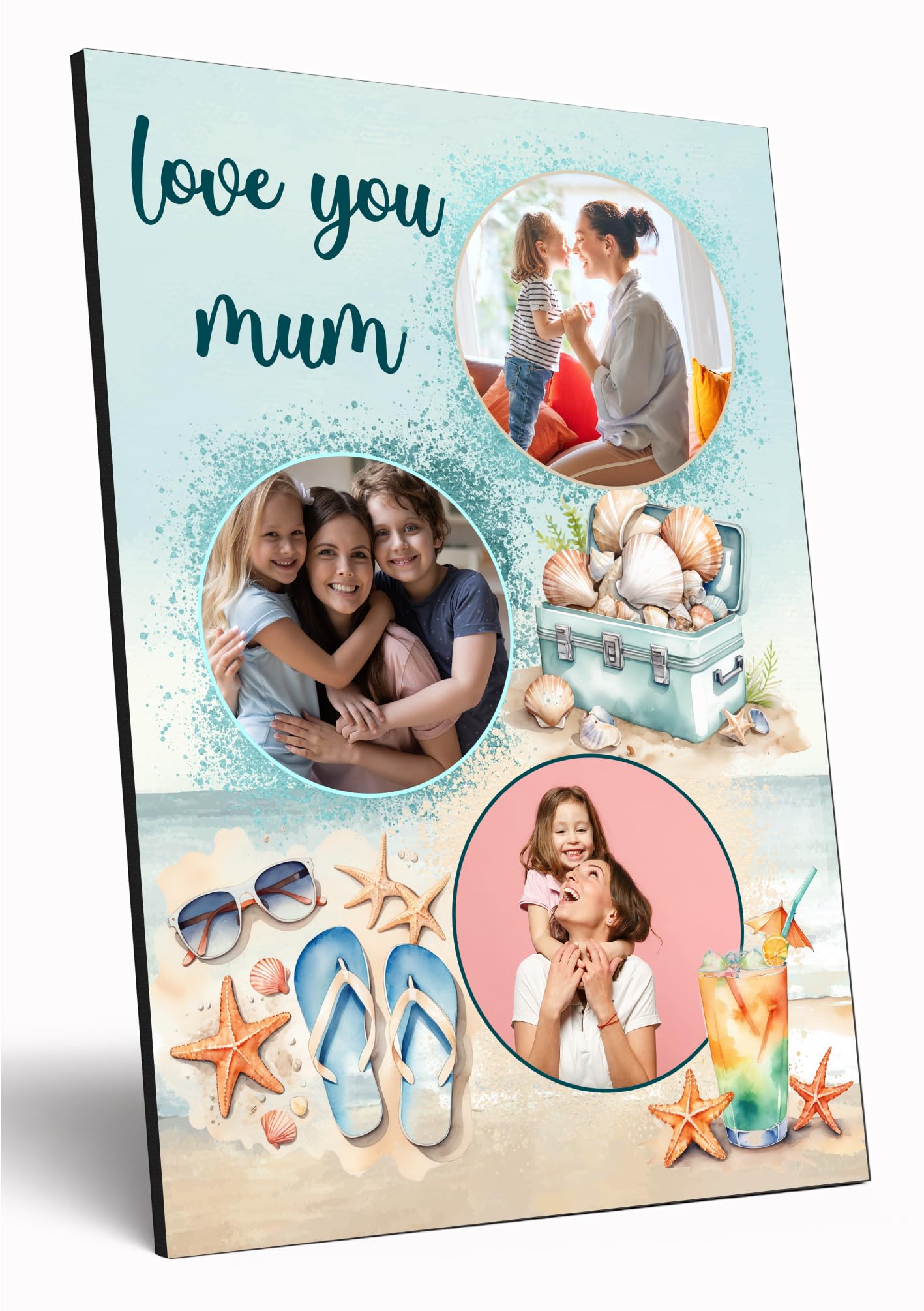 The Plum Penguin Beach Vibes Personalised Photo Gift A4 Wooden Wall Art Mother's Day Customised Print For Mum Mummy Mom Gift