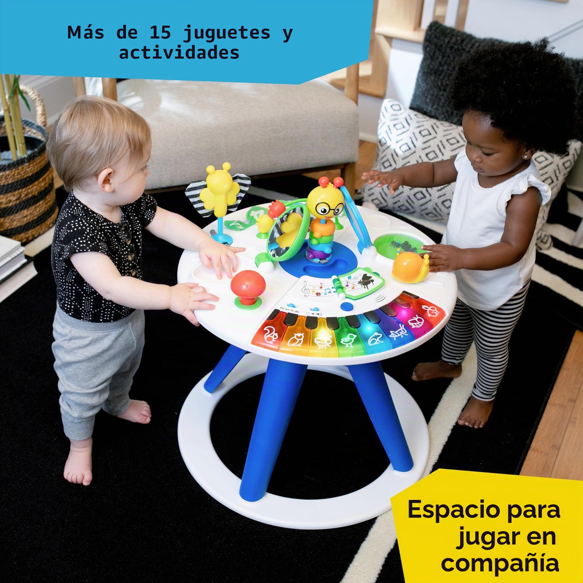 Baby Einstein, Centro y Mesa de Actividades Around We Grow, Andador Evolutivo, Estación de Juguetes Extraíble, Multilingüe, Asiento Gira 360°, Altura Ajustable, a partir de 6 meses