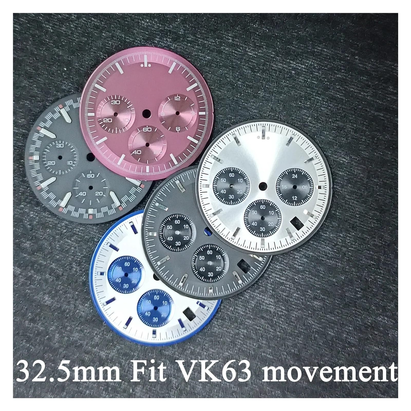 Tarcza Zegarka 32,5 Mm Do Tarczy Zegarka Z Mechanizmem VK63 C3 Zielona Świecąca Tarcza Chronografu