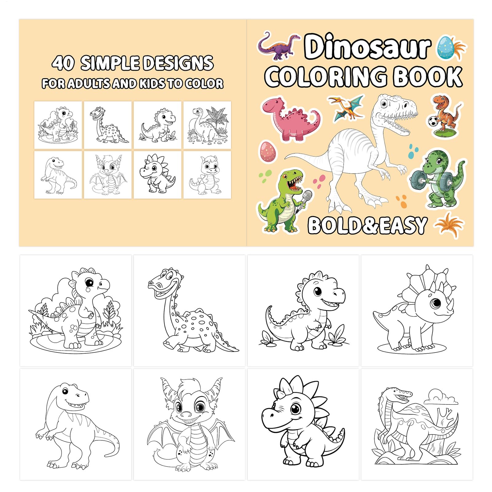 Libri Da Colorare Per Bambini 40 Pagine Giocattoli Dinosauro Prescolastici | Libro Di Attività Di Disegno Per Piccoli Per Educazione Intrattenimento Casa Viaggio Scuola Asilo Natale Compleanno