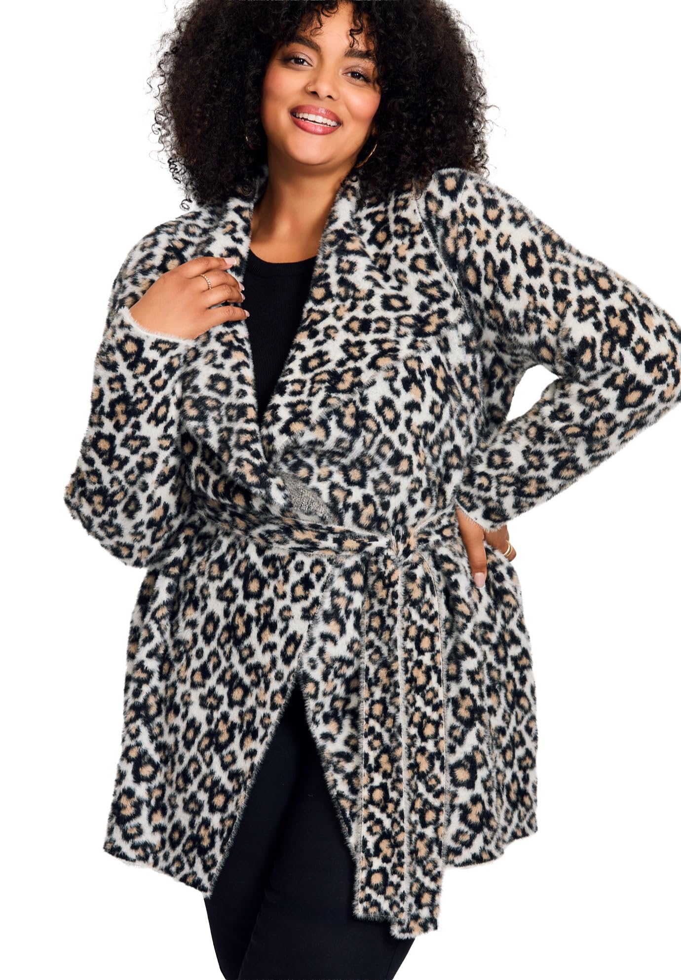 Avenue Womens Plus Size Open Front Coatigan