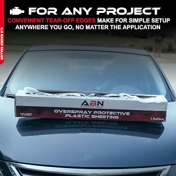 ABN Clear Plastic Sheeting 10 Micron 16 x 350ft Transparent Protective Masking Film Automotive Painting & More