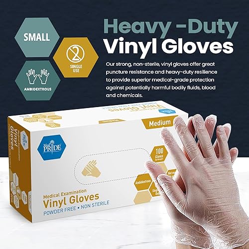 Miniatura 26 de Medpride - Guantes de vinilo para examen médico Sin látex ni talco Desechables, ultrarresistentes, transparentes Uso en manejo de alimentos