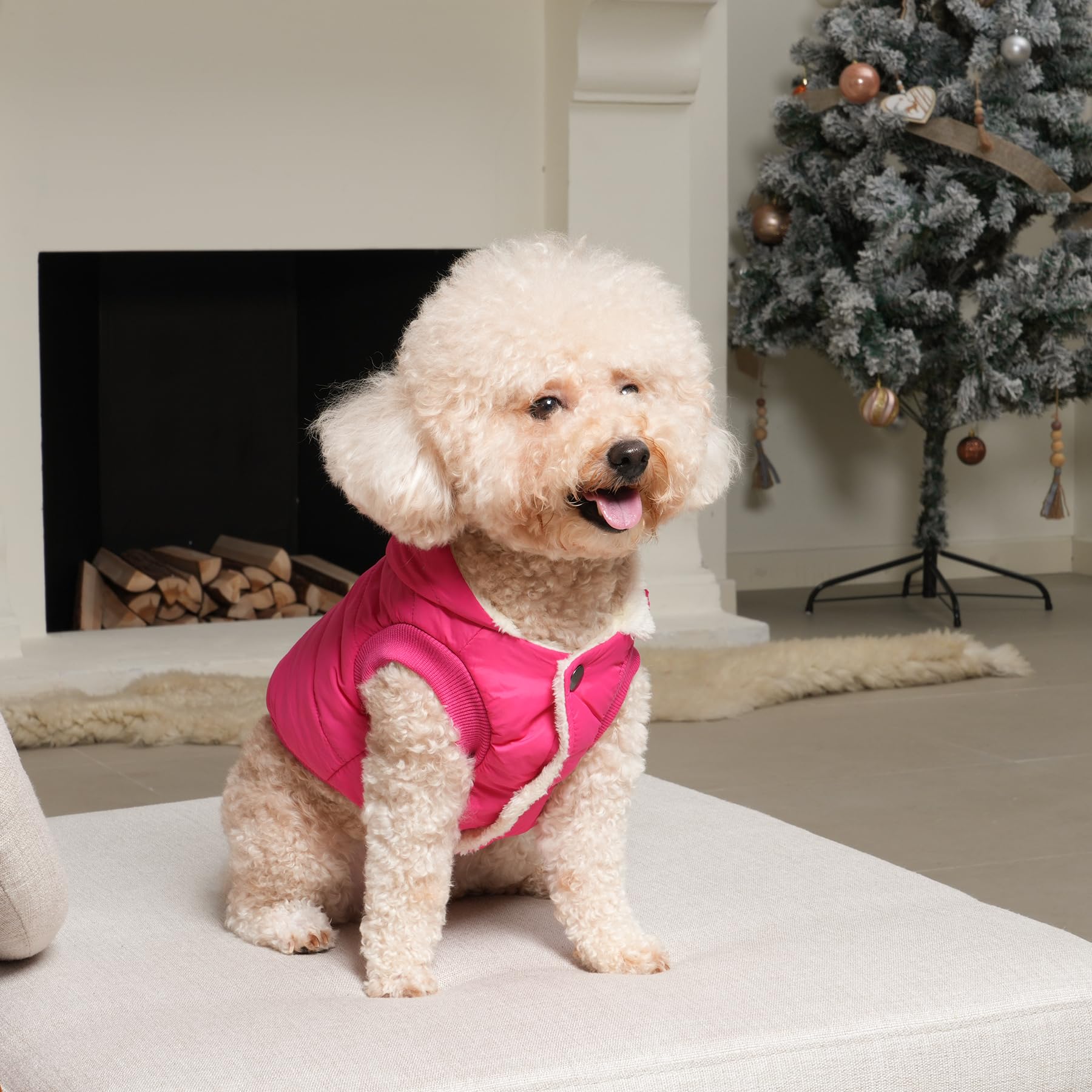 Vecomfy Fleece Lining Extra Warm Dog Hoodie in Winter for Small Dogs Jacket Puppy Coats with Hooded Pink M - Image 4