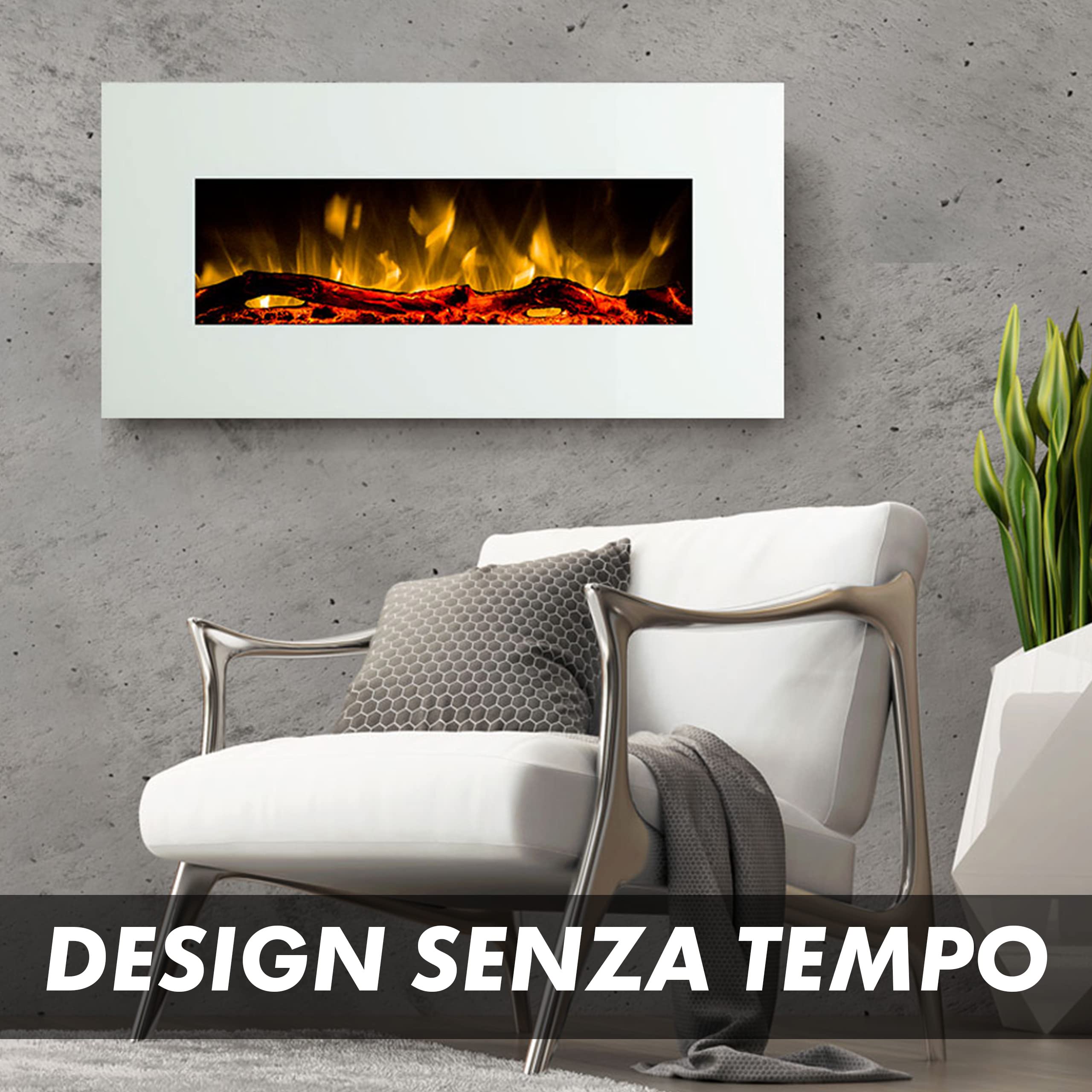 Camino Elettrico 1500W | Effetto Fiamma Realistico | Telecomando E App | Per Parete - Foto 8