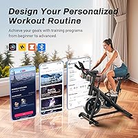 Vista 2 de MERACH Exercise Bike, Brake Pad Stationary Bike with Exclusive App, Low Noise Indoor Cycling Bike with 300lbs Weight Capacity, Tablet Mount and