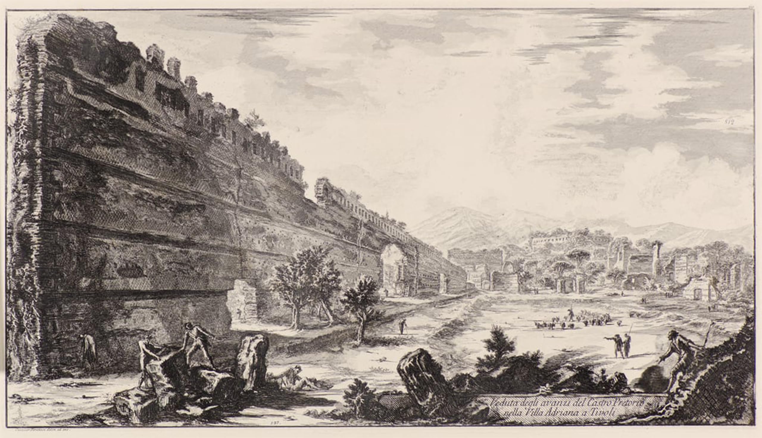 POSTERIIk Vintage Print Pop Art Landscape Artwork Degli Avanzi Del Castro Pretorio Nella Villa Adriana a Tivoli by Battista Piranesi Art Prints for Office Home Decor 60x90cm