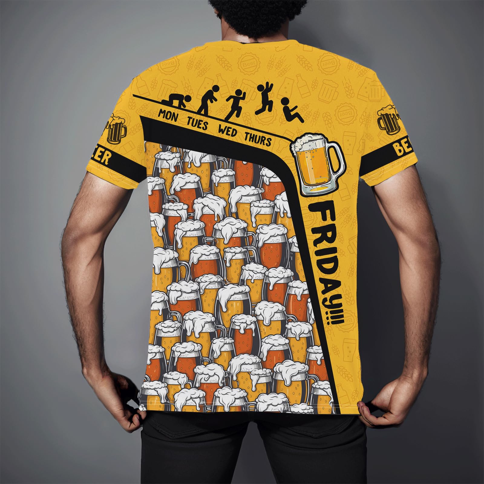 DFZ Oktoberfest Bierhemd Neuheit Tee Lustig Kurzarm 3D Gedruckt Casual Urlaub T-Shirt für Männer Frauen