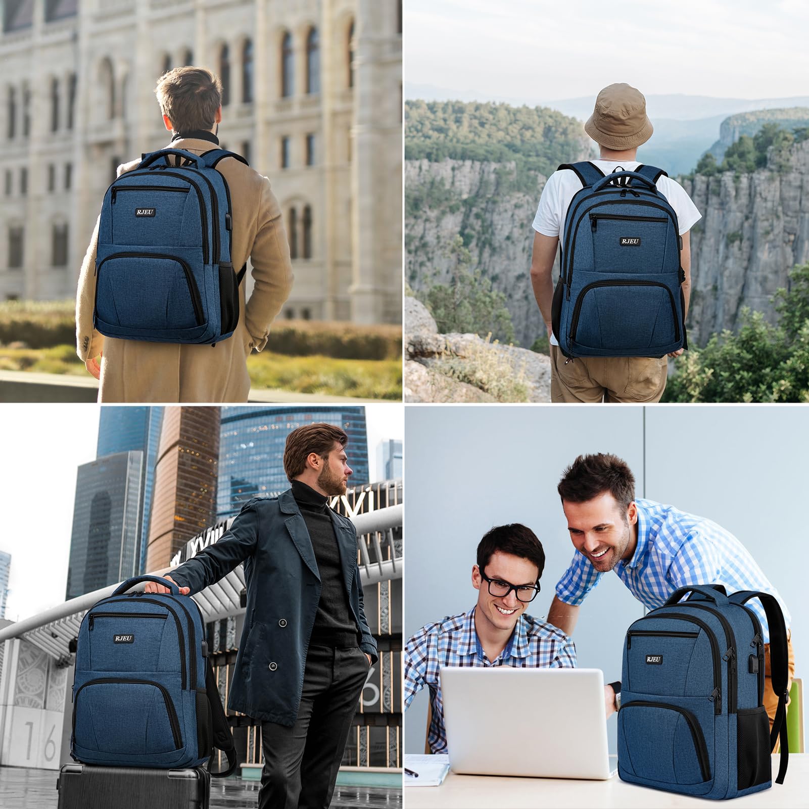 Sac a Dos Homme, Sac à Dos Ordinateur Portable 15.6 Pouces avec USB Charging Port Imperméable Antivol, Sac a Dos Ecole pour Loisir, College, Affaire