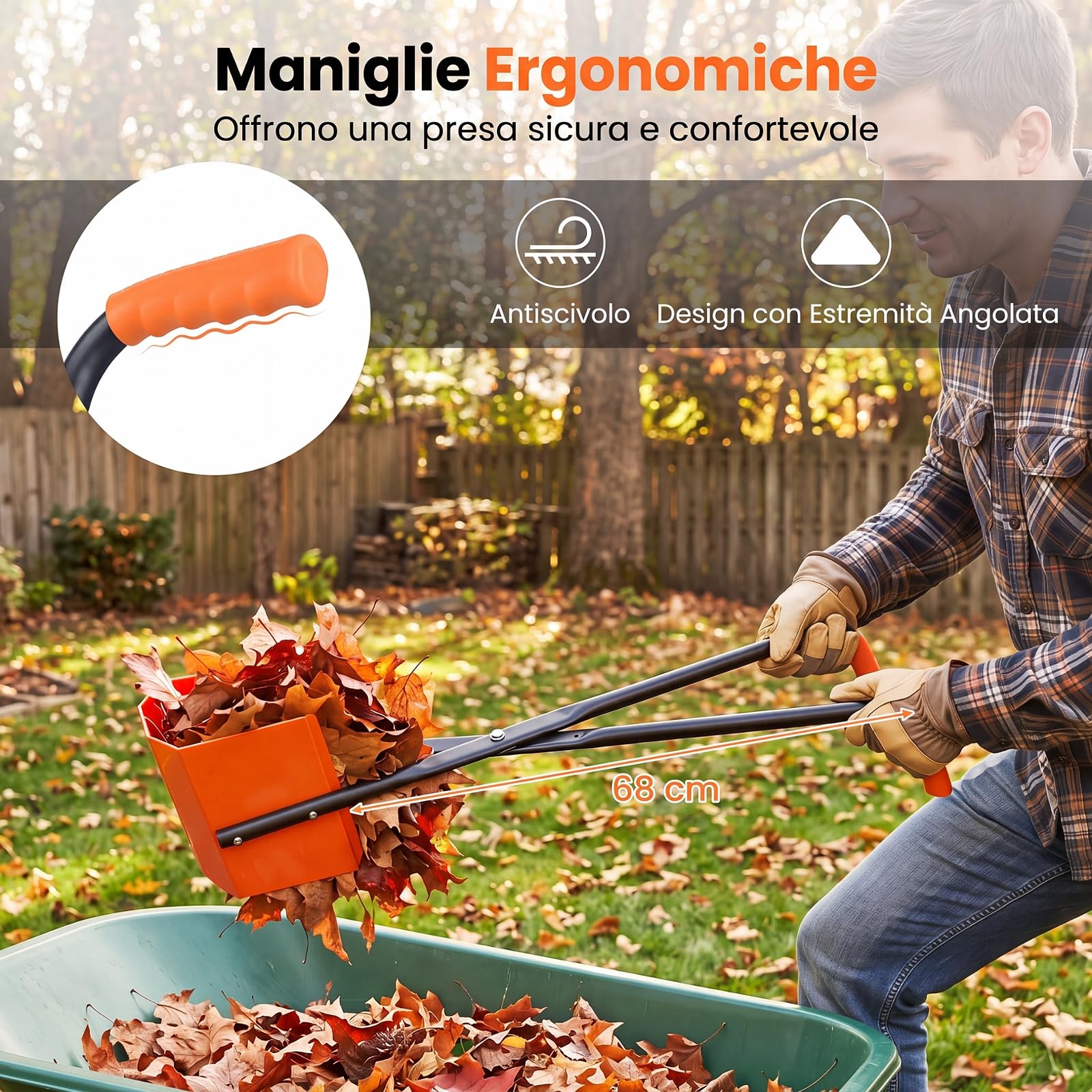 COSTWAY Pinza Raccogli Oggetti, Ampie Ganasce e Impugnatura Antiscivolo | Raccogli Foglie in ABS, Acciaio e TPR, Pinza Raccogli Rifiuti da Giardino, Prato e Vialetto, 30 x 15 x 92 cm