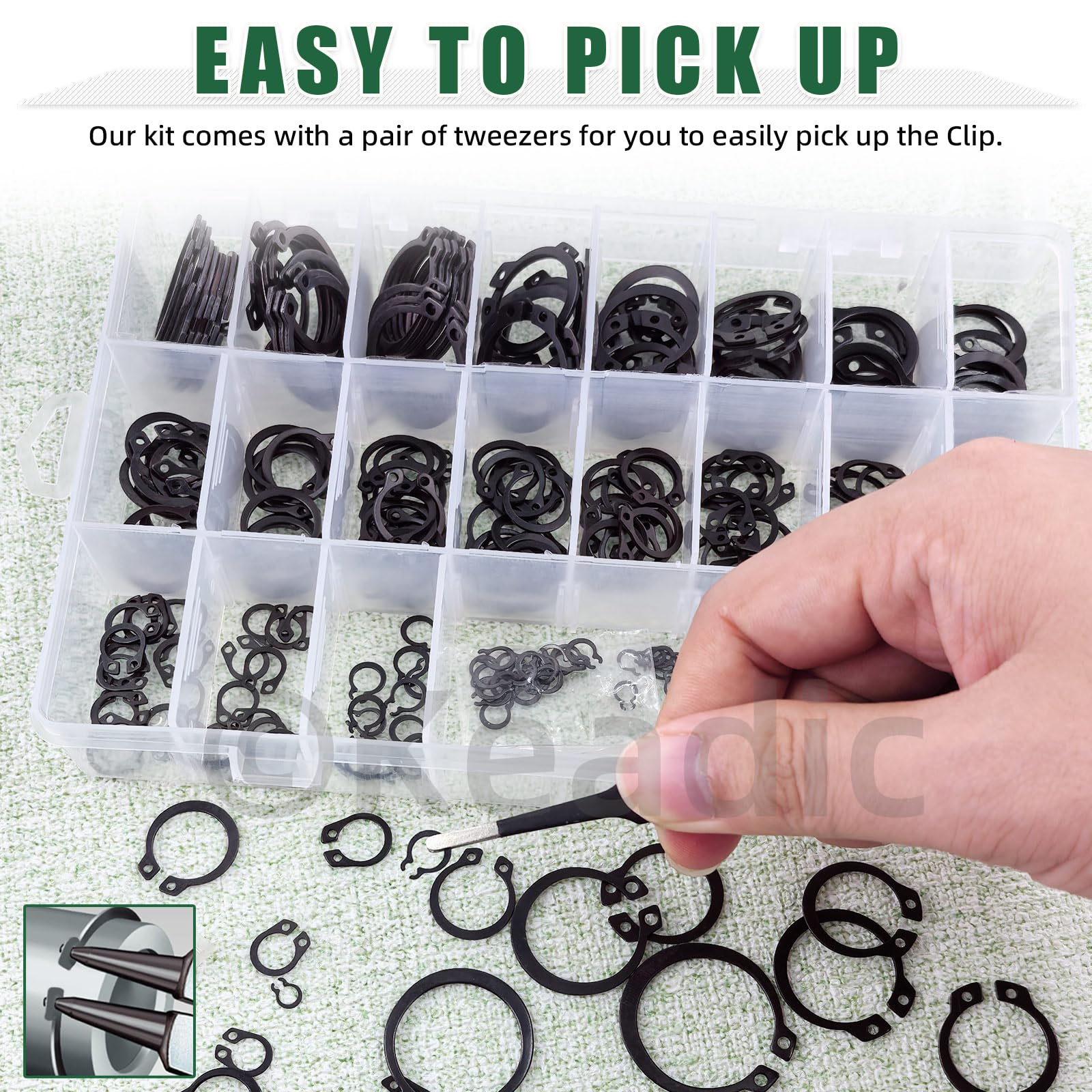C-Clips Retaining Rings Kit - 266 Pcs Sizes M4-M28 -5 C-Clips Retaining Rings Kit - 266 Pcs Sizes M4-M28 -5