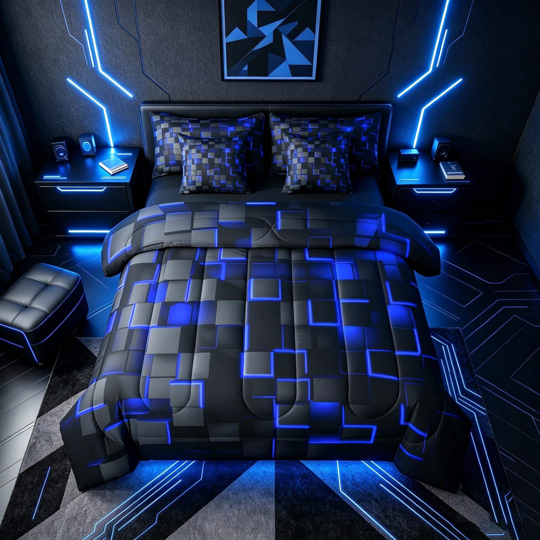 Feelyou Red & Black Geometric Bedding Set -25