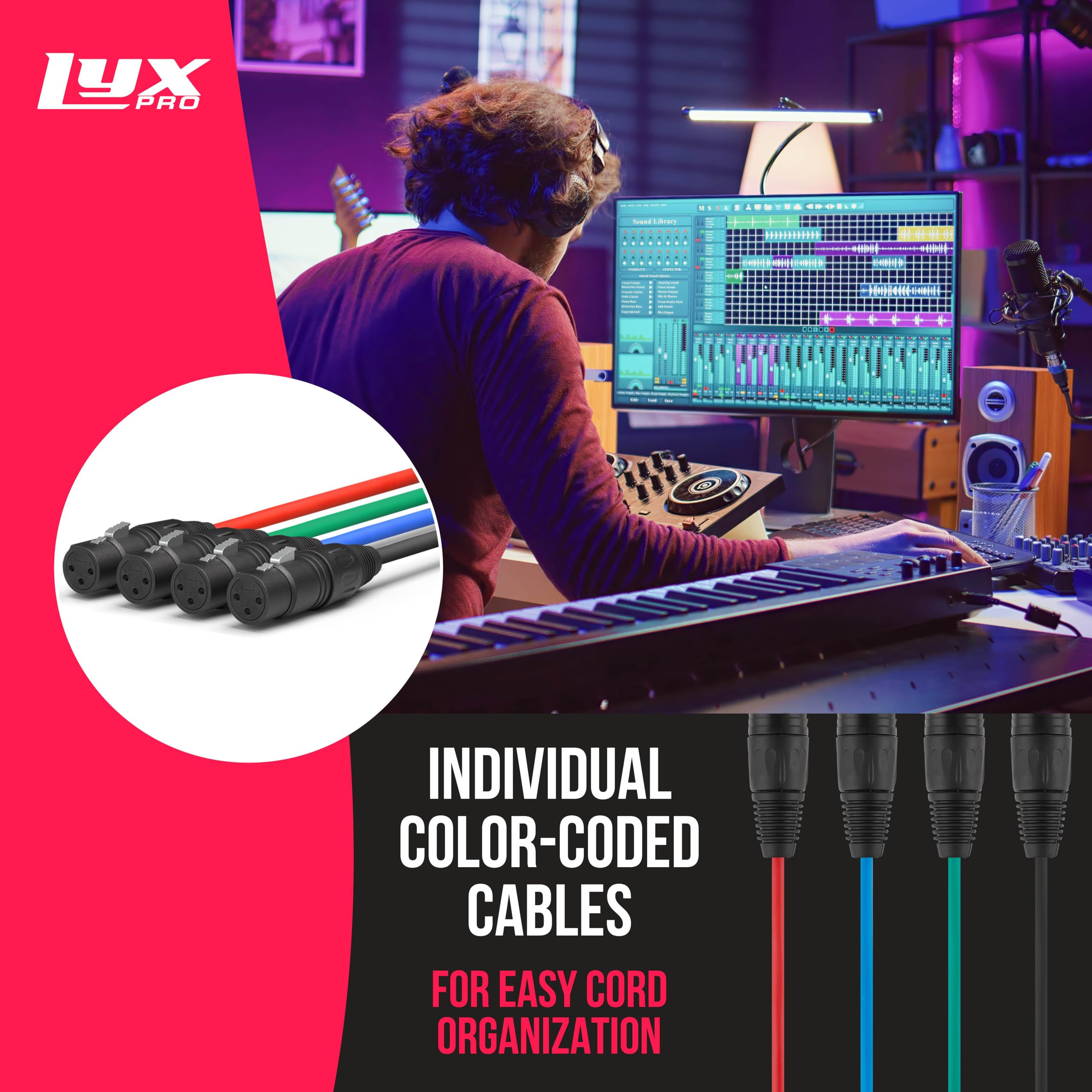 LyxPro 8-Channel Female XLR Audio Snake for Stage Sound, Studio, and Lighting, Multi-Network XLR to RJ45 Ethercon Adapter with Heavy-Duty Shield and 3-Foot Cable for Digital & Analog Signal Transfer