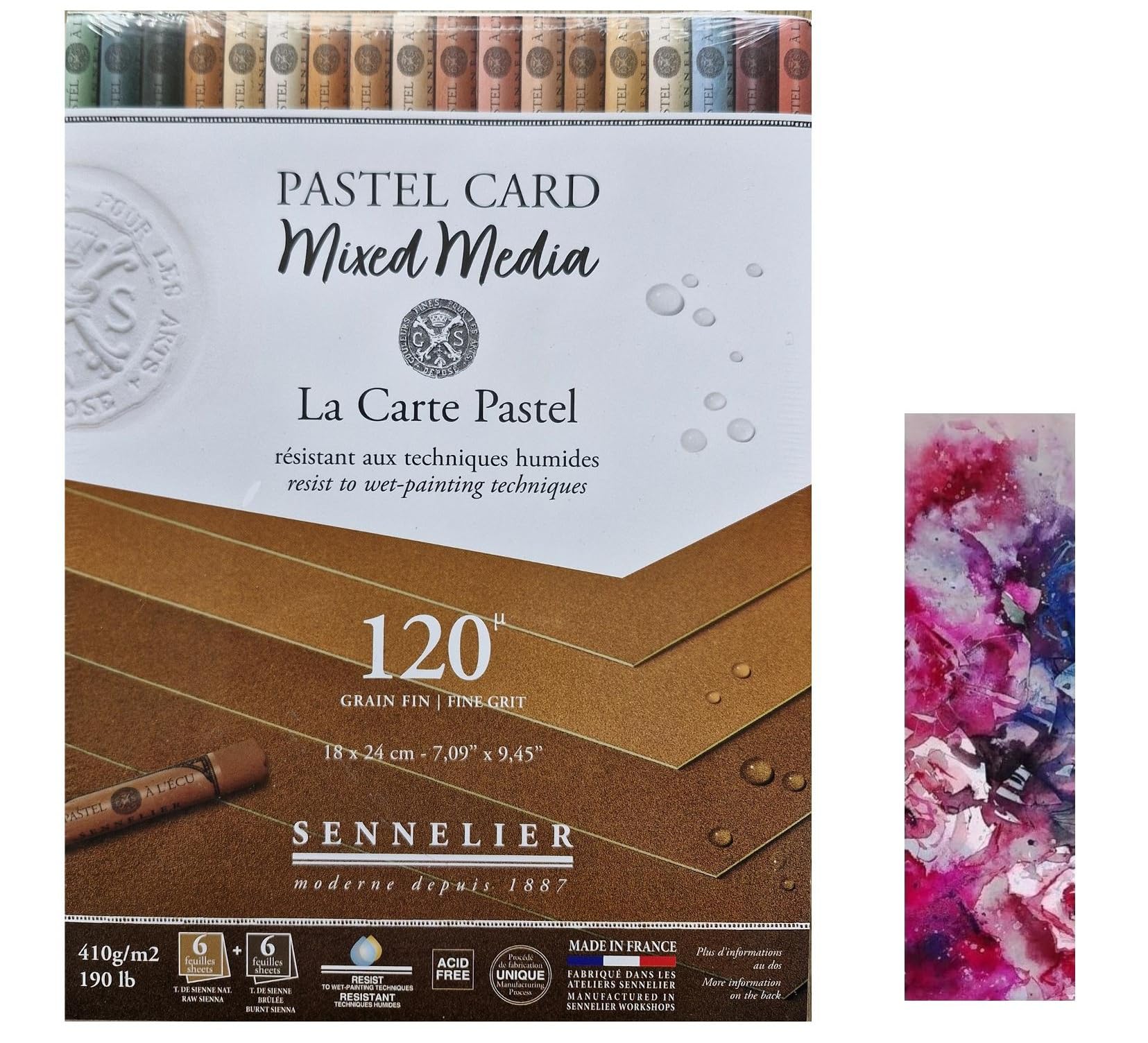 Sennelier Pastel Cards Mixed Media Paper Pad 18x24cm -12 Feuilles 410g/m² et 1 carte